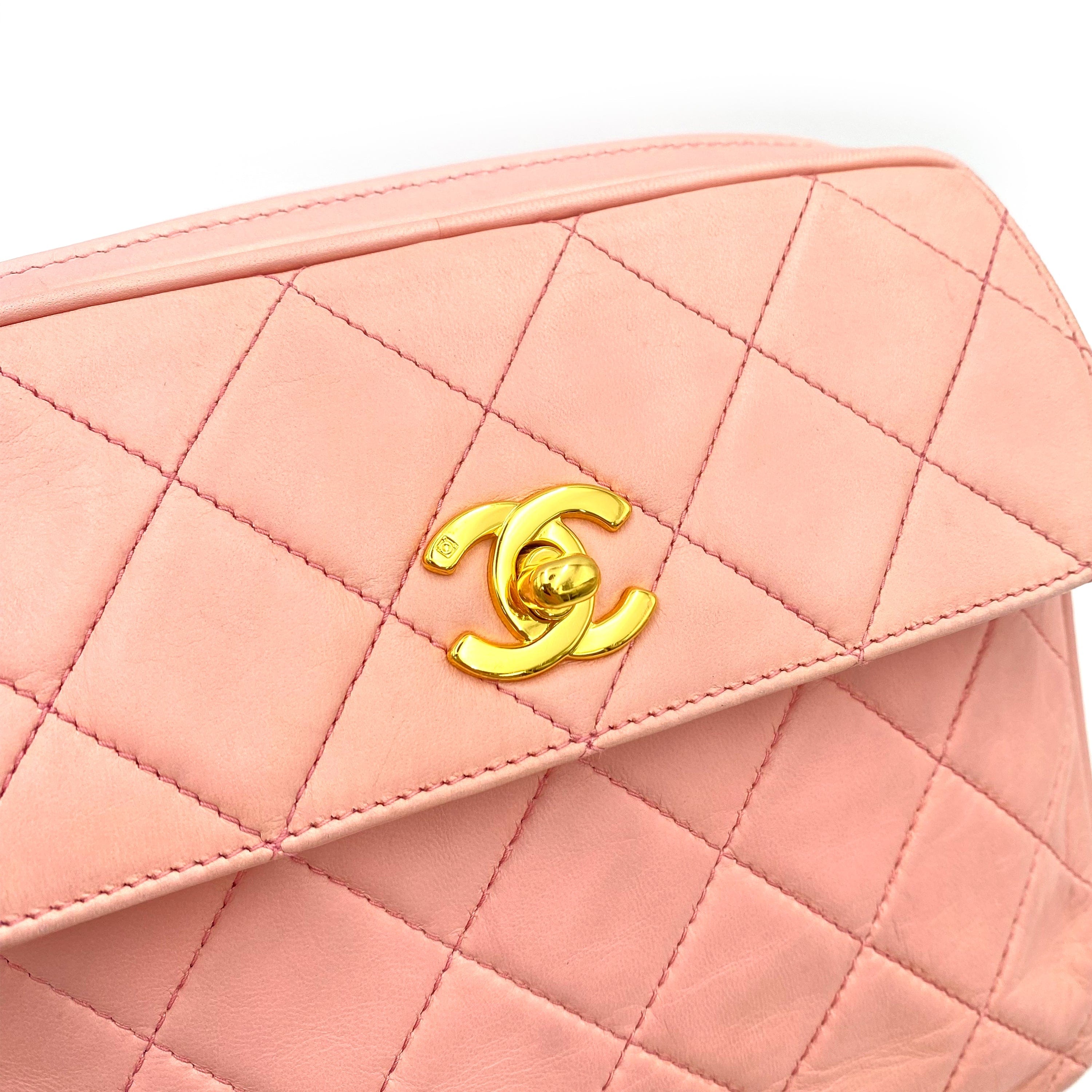 Chanel Chanel Vintage Camera Bag Turnlock Pink Lambskin #3 90231276