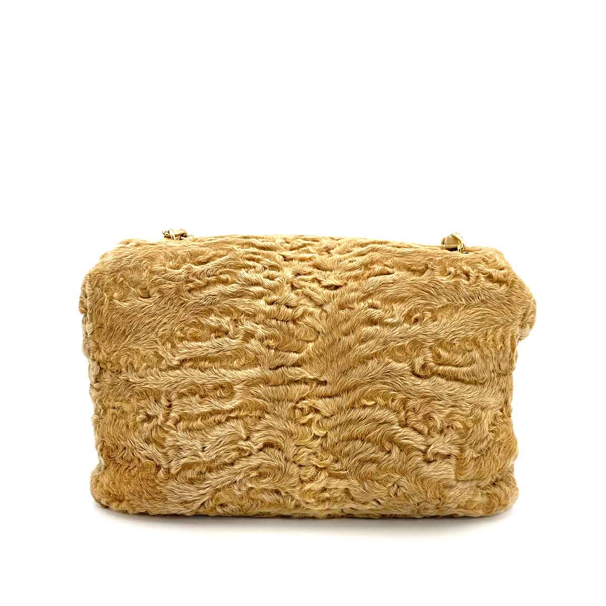 Chanel CHANEL VINTAGE  CHAIN SHOULDER BAG BEIGE FUR 90242665