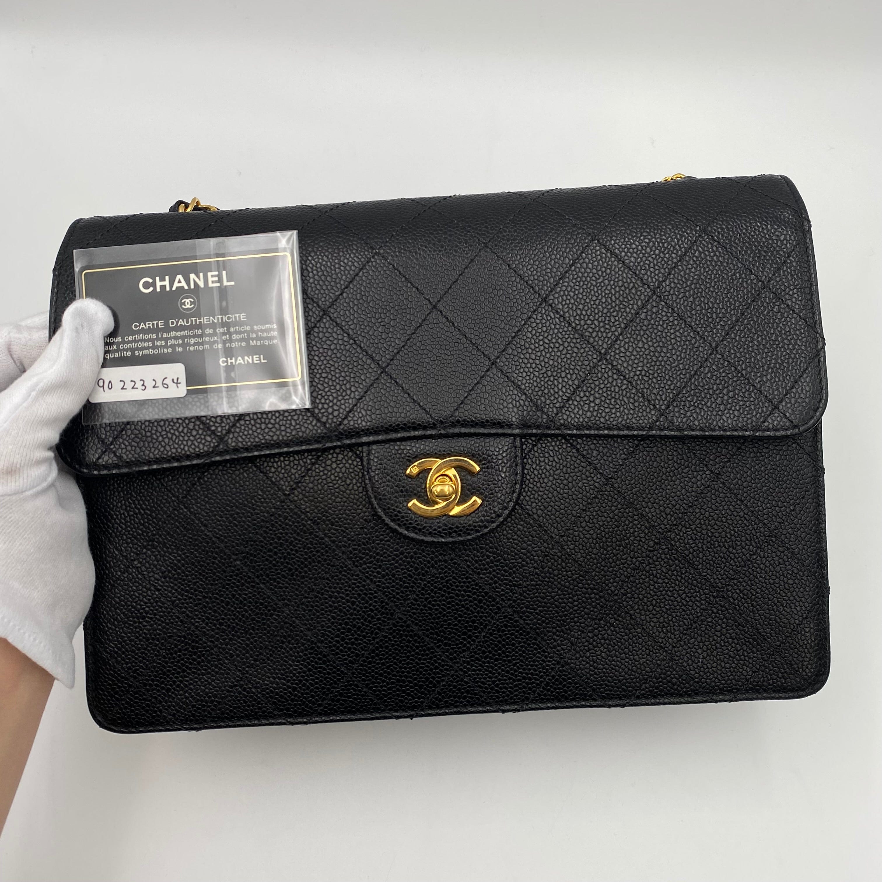 Chanel CHANEL VINTAGE CHAIN SHOULDER BAG BLACK CAVIAR SKIN 90223264