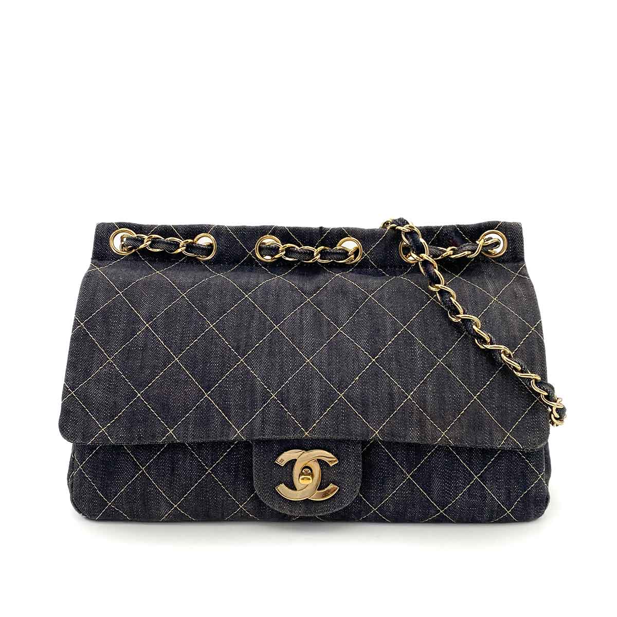 Chanel CHANEL VINTAGE CHAIN SHOULDER BAG BLUE DENIM 90242645