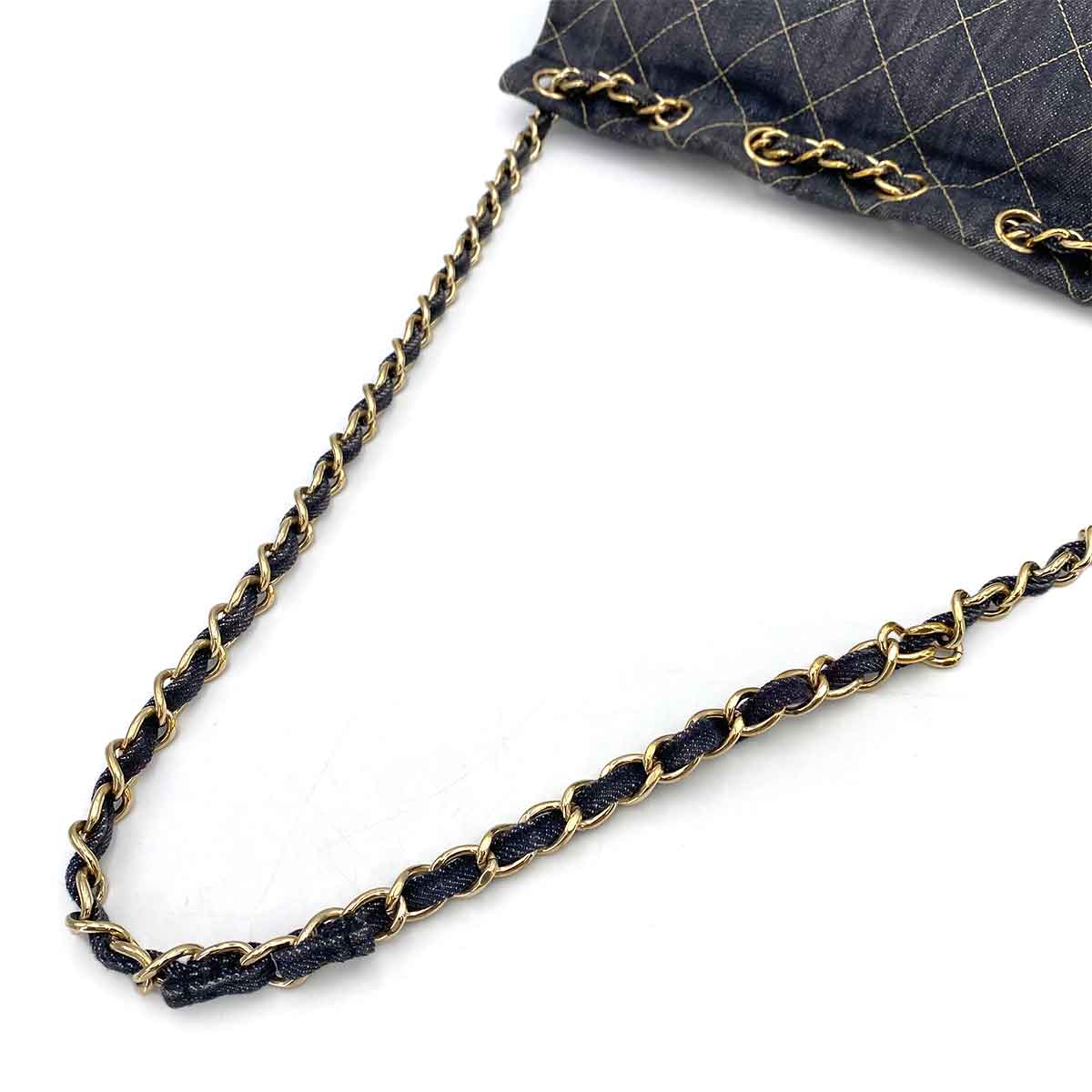 Chanel CHANEL VINTAGE CHAIN SHOULDER BAG BLUE DENIM 90242645