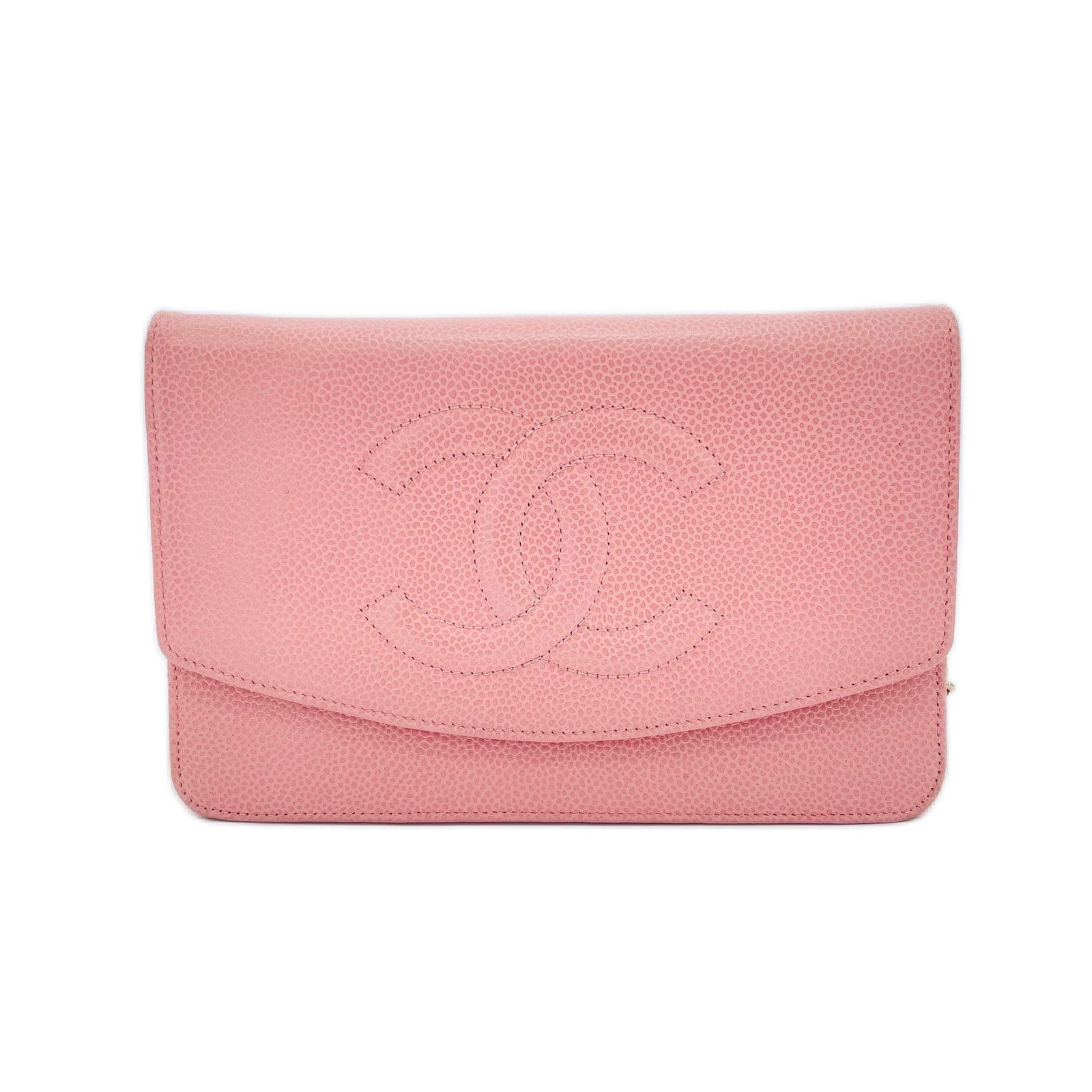 Chanel CHANEL VINTAGE CHAIN SHOULDER WALLET PINK CAVIAR SKIN 90206804