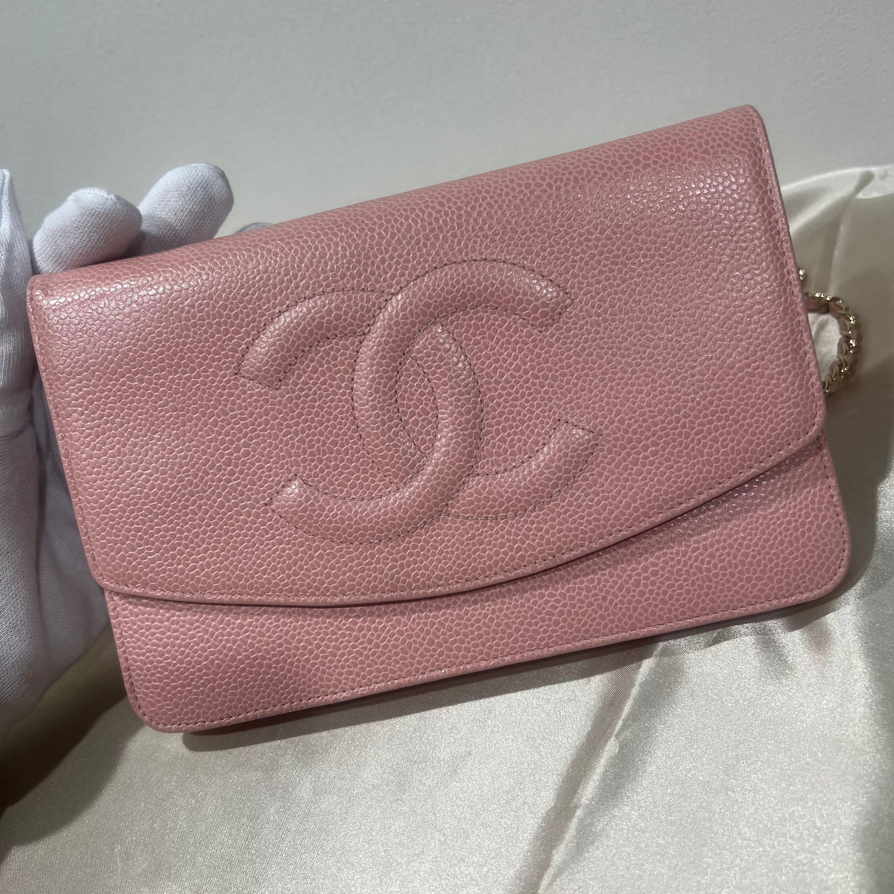 Chanel CHANEL VINTAGE CHAIN SHOULDER WALLET PINK CAVIAR SKIN 90206804