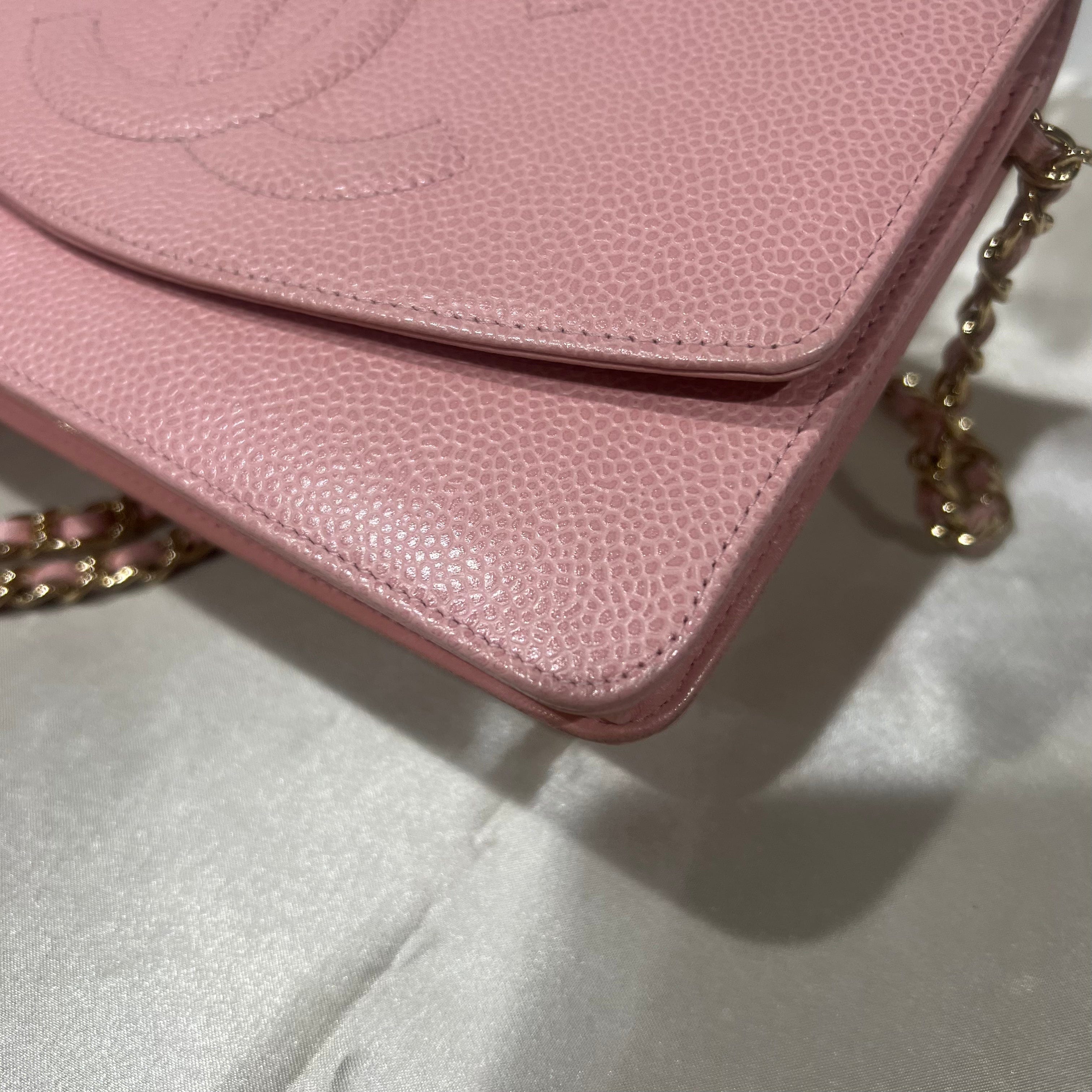 Chanel CHANEL VINTAGE CHAIN SHOULDER WALLET PINK CAVIAR SKIN 90206804