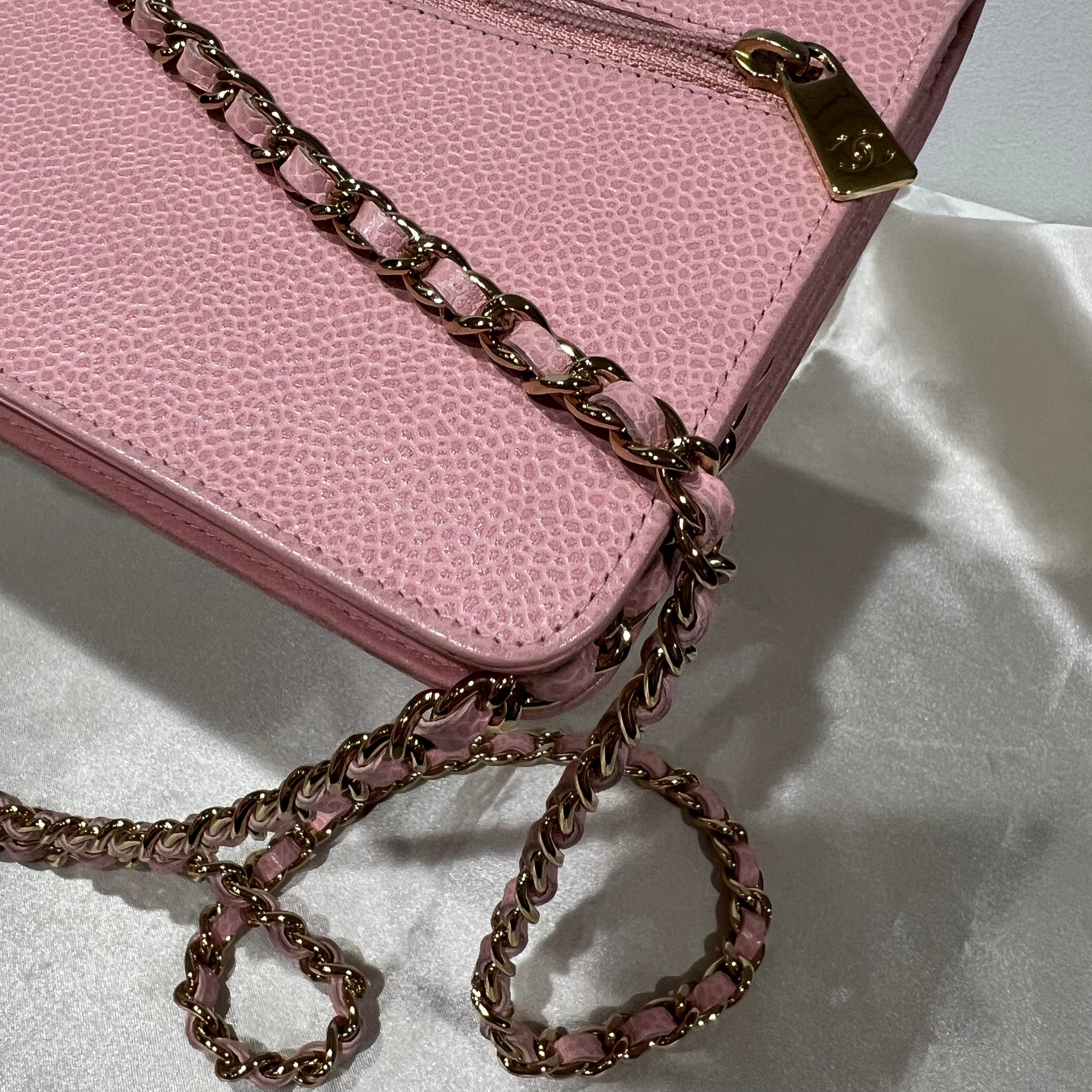 Chanel CHANEL VINTAGE CHAIN SHOULDER WALLET PINK CAVIAR SKIN 90206804