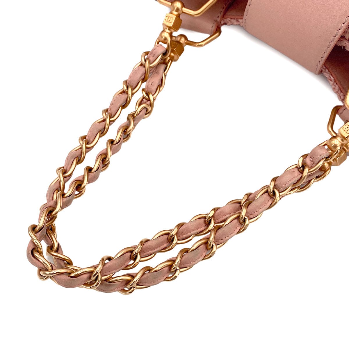 Chanel CHANEL VINTAGE CHAIN TOTE BAG PINK RAFFIA 90244823