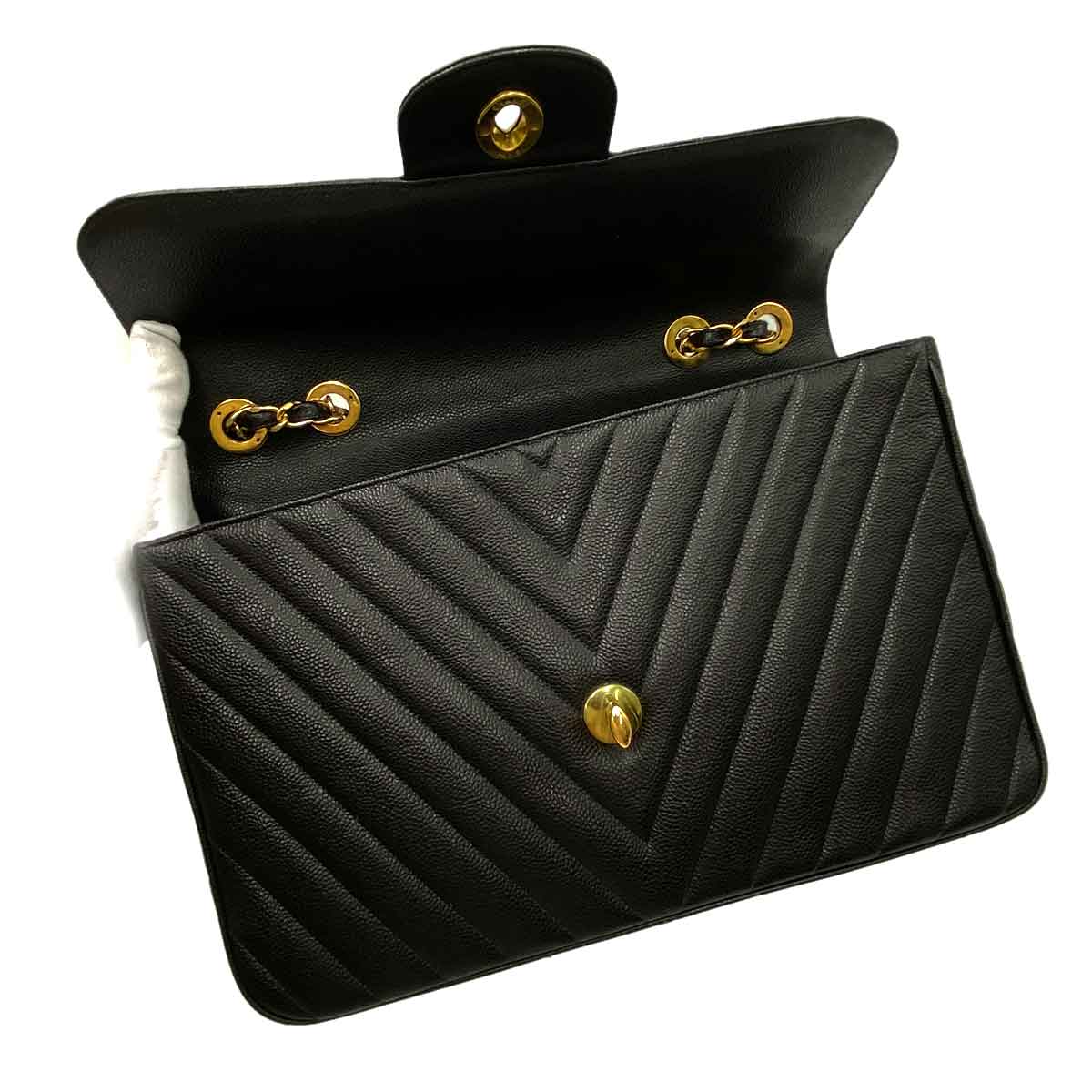 Chanel Chanel Vintage Chevron Black Caviar GHW 90226804