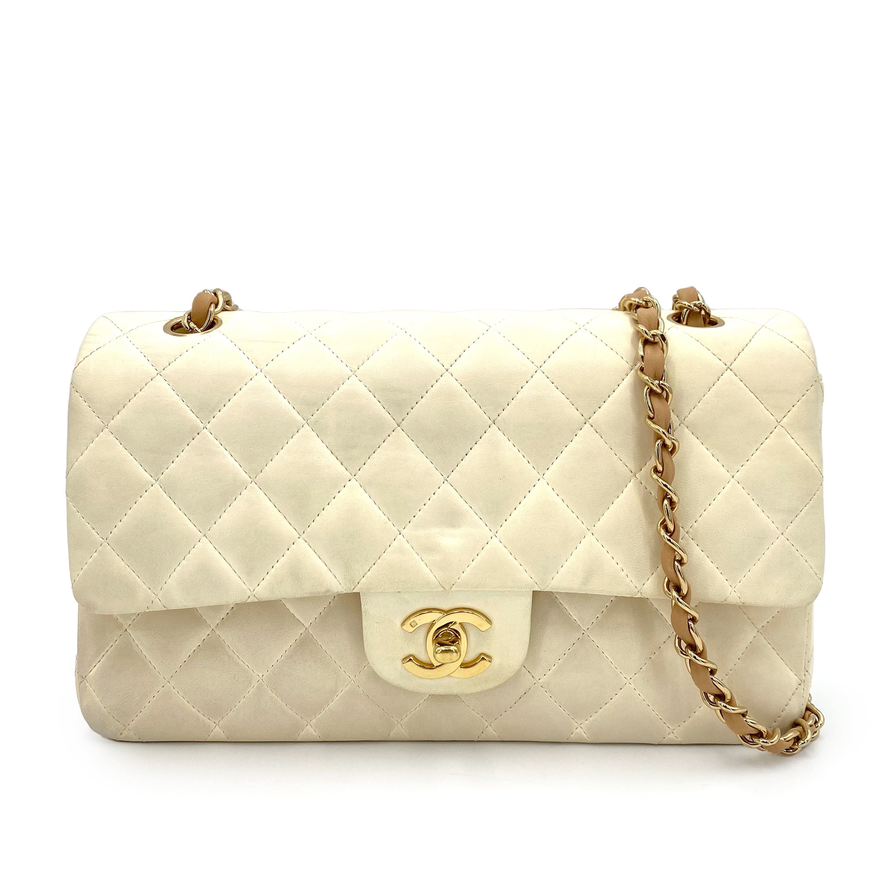 Chanel Chanel Vintage Classic Flap Medium Beige Lambskin GHW #9 90239843