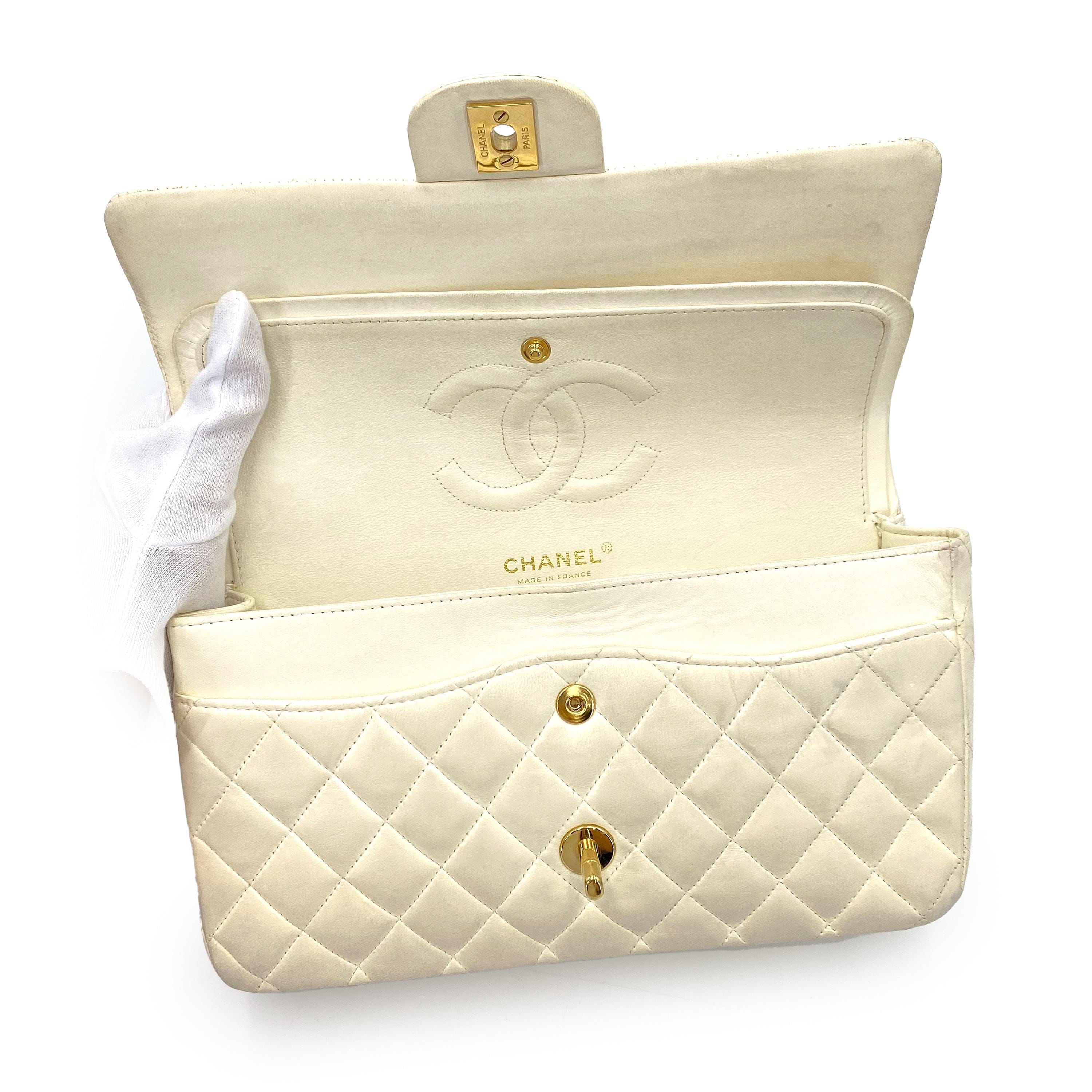 Chanel Chanel Vintage Classic Flap Medium Beige Lambskin GHW #9 90239843