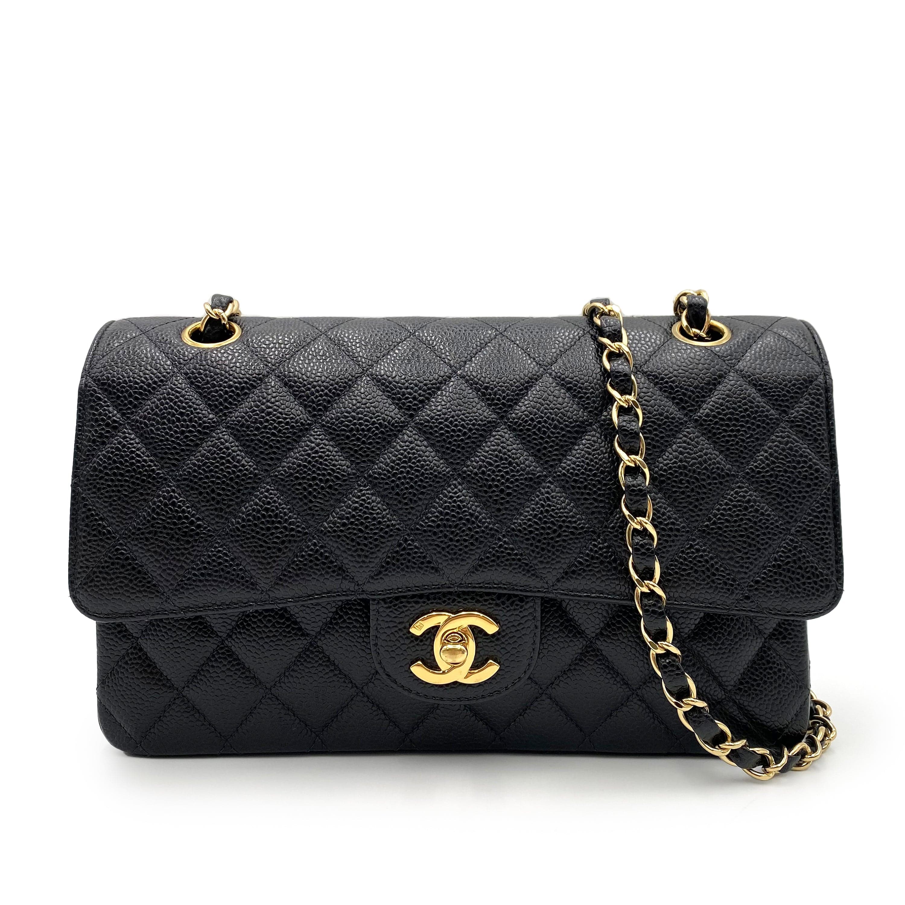 Chanel CHANEL VINTAGE CLASSIC FLAP MEDIUM CHAIN SHOULDER BAG BLACK CAVIAR SKIN 90237911