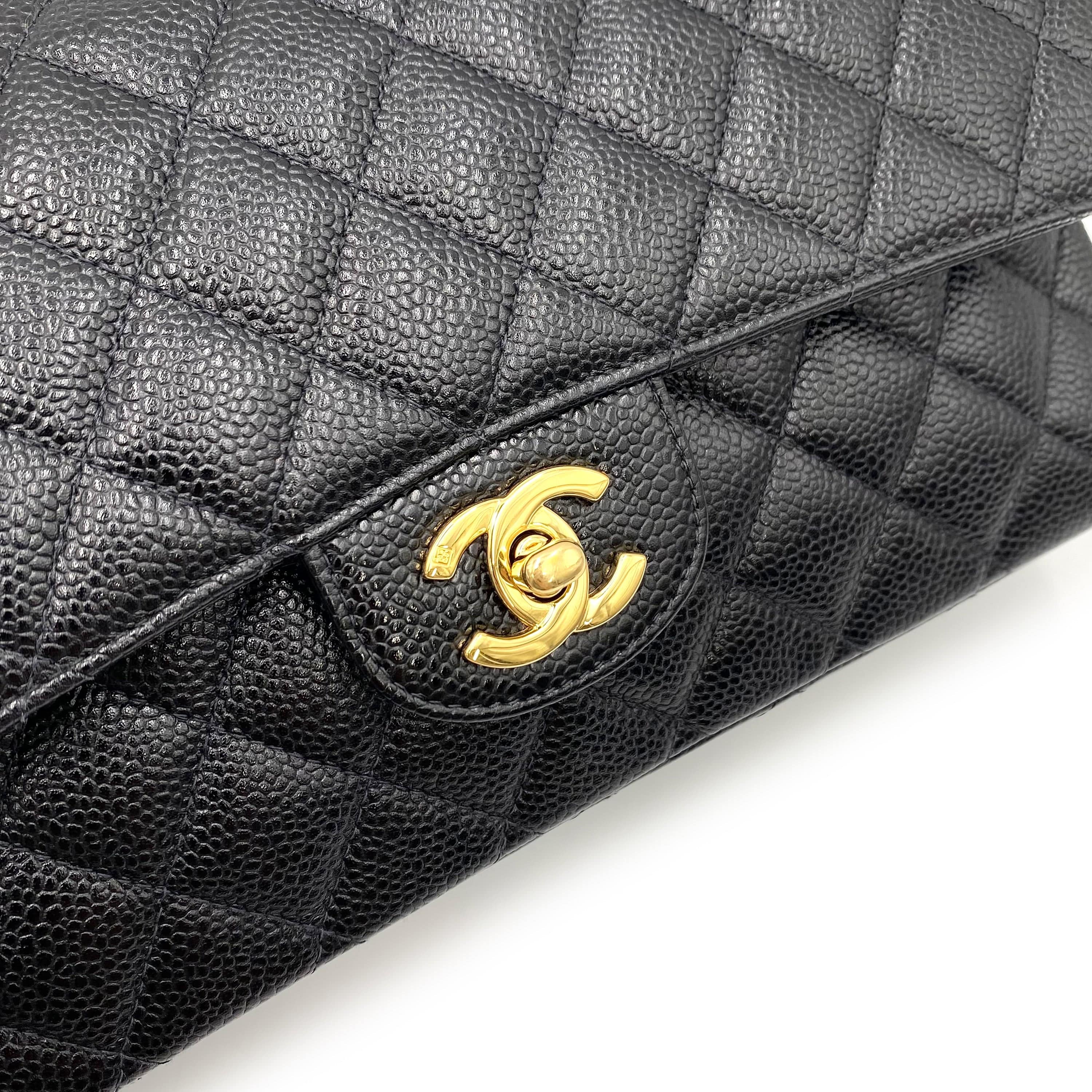 Chanel CHANEL VINTAGE CLASSIC FLAP MEDIUM CHAIN SHOULDER BAG BLACK CAVIAR SKIN 90237911