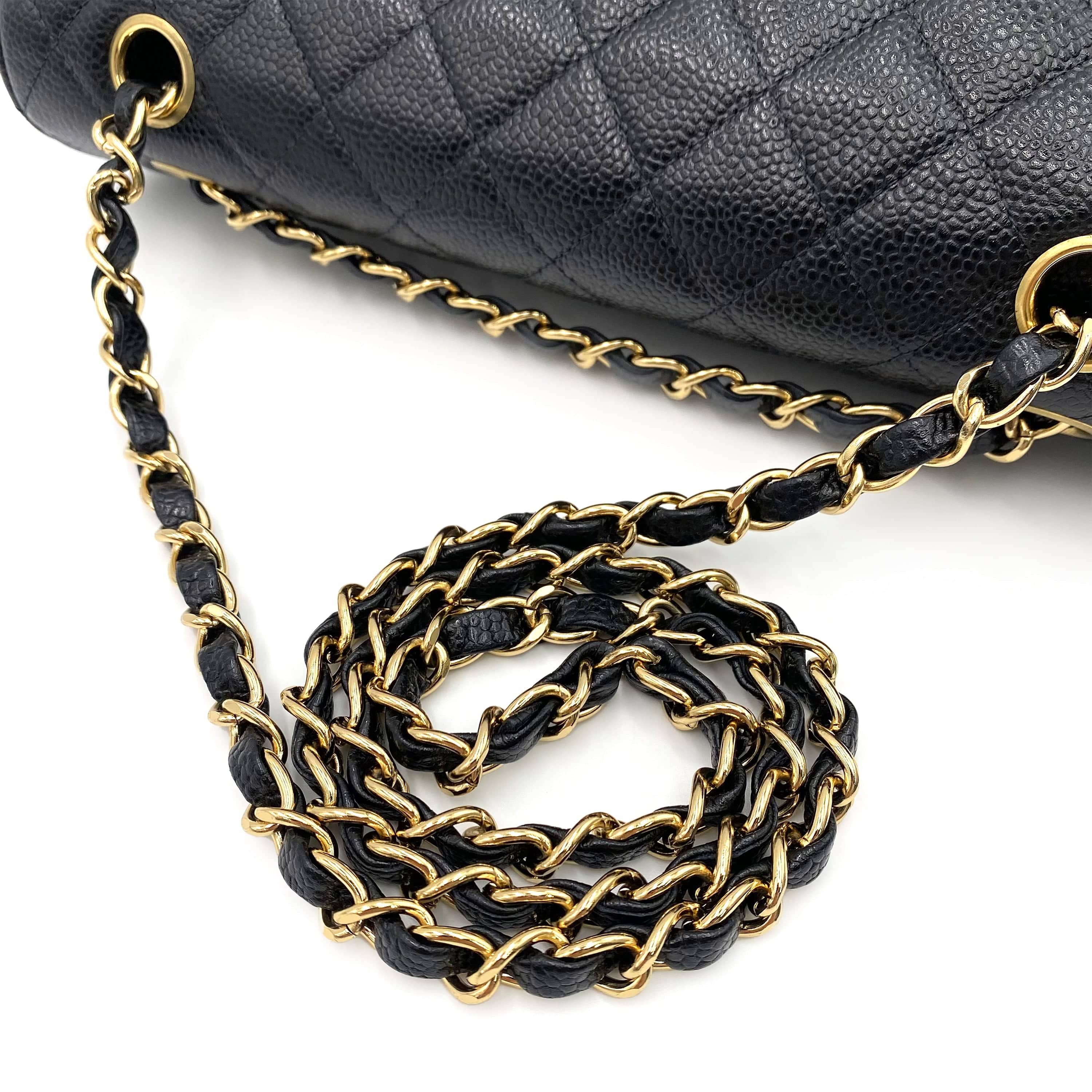 Chanel CHANEL VINTAGE CLASSIC FLAP MEDIUM CHAIN SHOULDER BAG BLACK CAVIAR SKIN 90237911