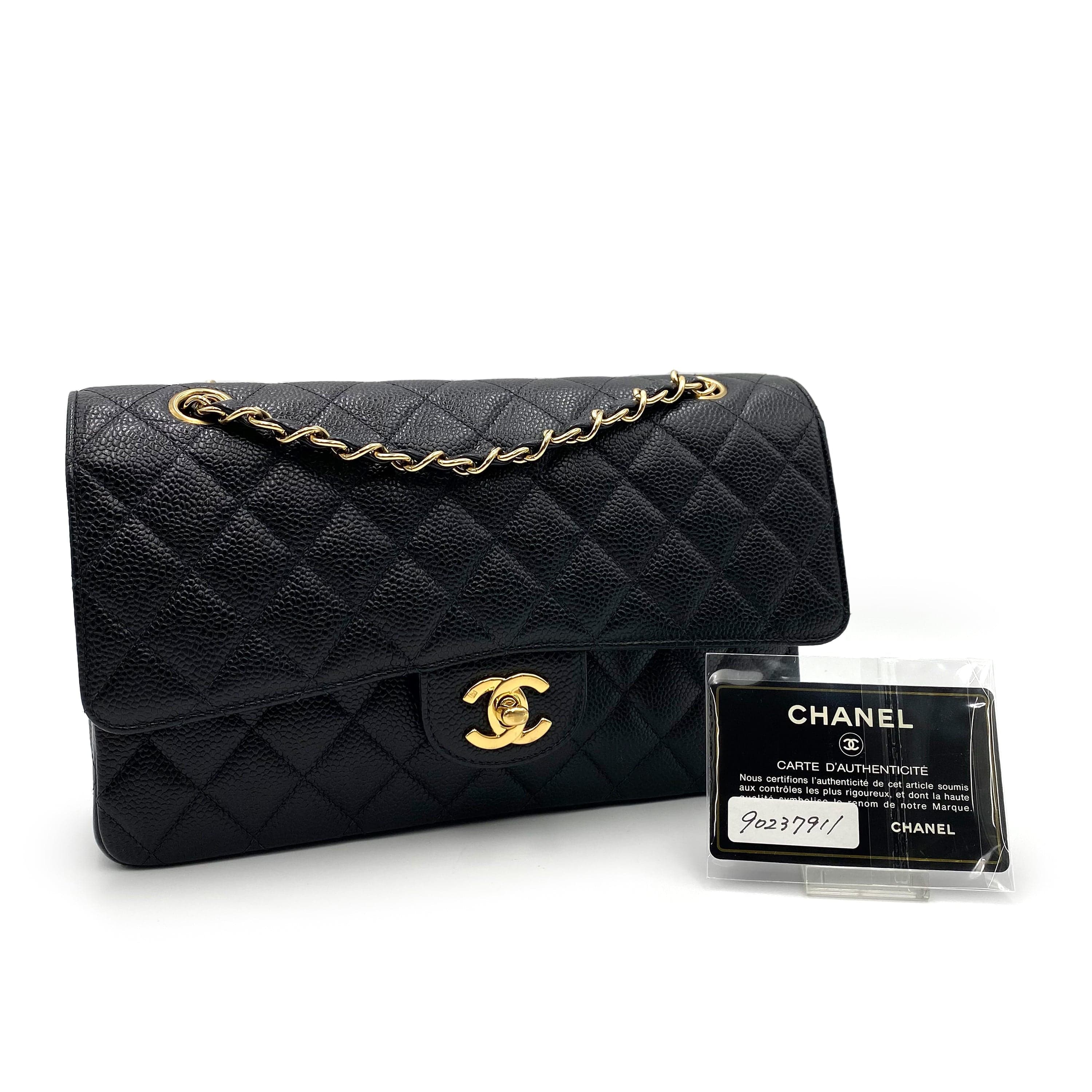 Chanel CHANEL VINTAGE CLASSIC FLAP MEDIUM CHAIN SHOULDER BAG BLACK CAVIAR SKIN 90237911