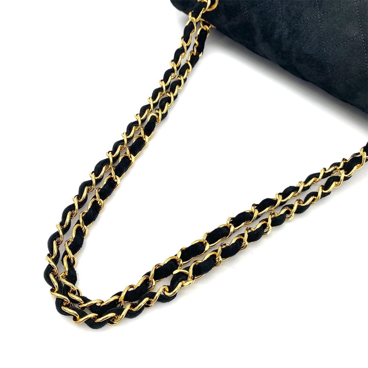 CHANEL CHANEL VINTAGE CLASSIC FLAP MEDIUM CHAIN SHOULDER BAG BLACK SUEDE 90255388