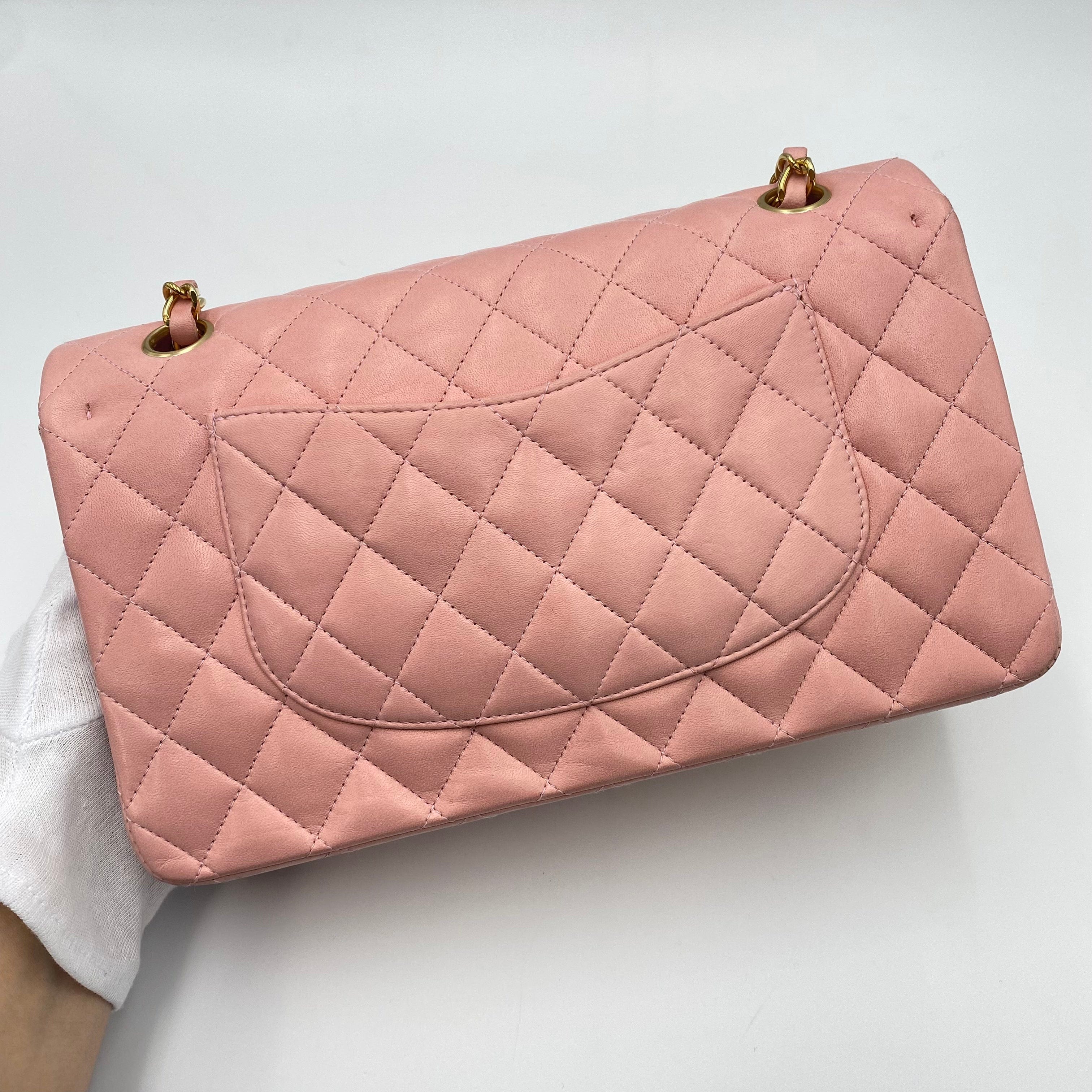 VINTAGE LOVER PURPOSE CHANEL VINTAGE CLASSIC FLAP MEDIUM CHAIN SHOULDER BAG PINK LAMB SKIN 90219906