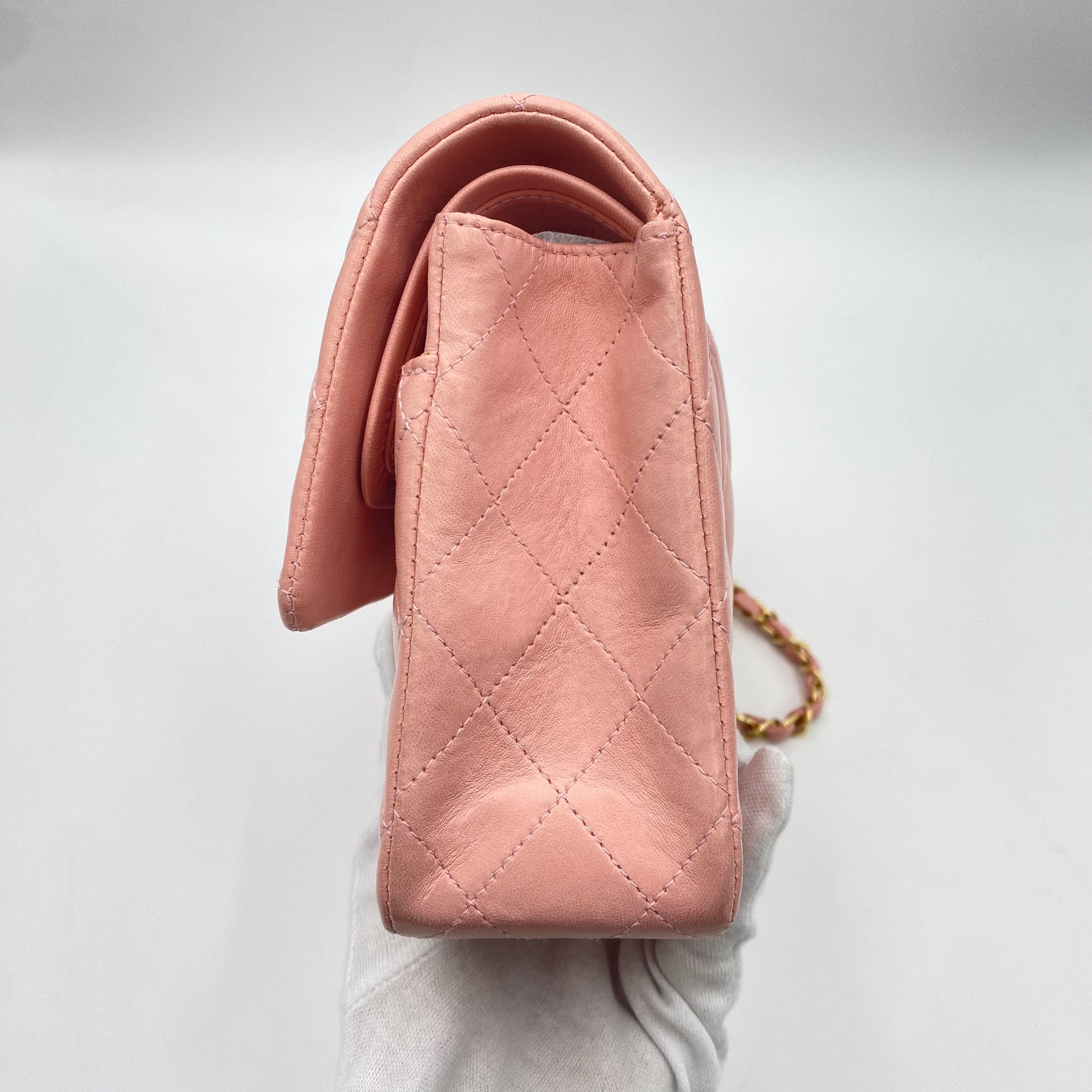 VINTAGE LOVER PURPOSE CHANEL VINTAGE CLASSIC FLAP MEDIUM CHAIN SHOULDER BAG PINK LAMB SKIN 90219906