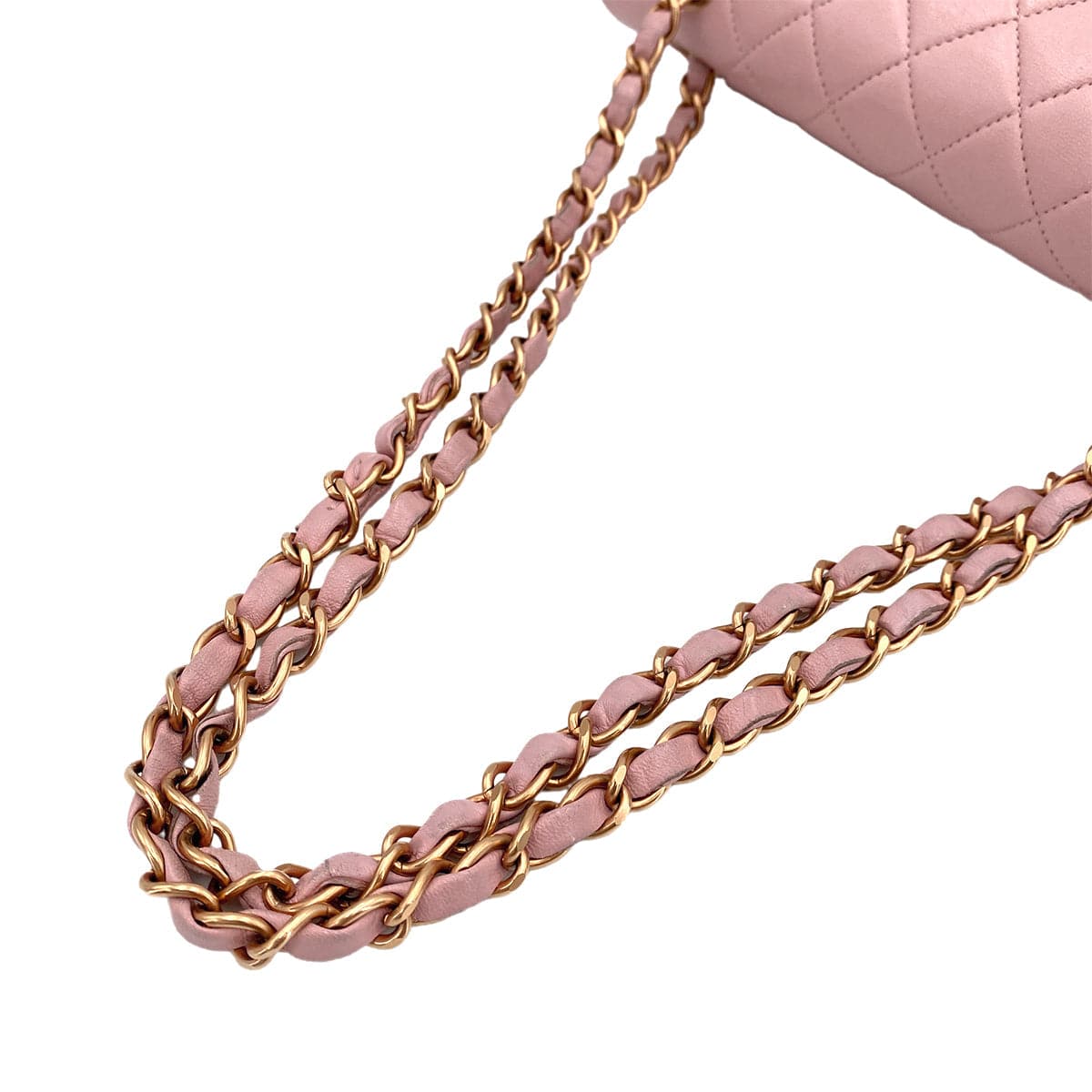 Chanel CHANEL VINTAGE CLASSIC FLAP MEDIUM CHAIN SHOULDER BAG PINK LAMB SKIN 90245935