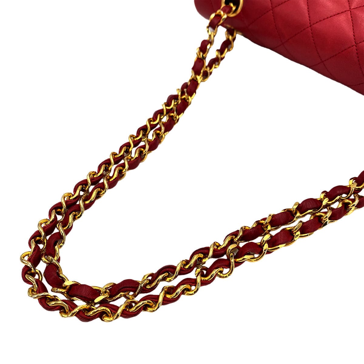 Chanel CHANEL VINTAGE CLASSIC FLAP MEDIUM CHAIN SHOULDER BAG RED LAMB SKIN 90245932