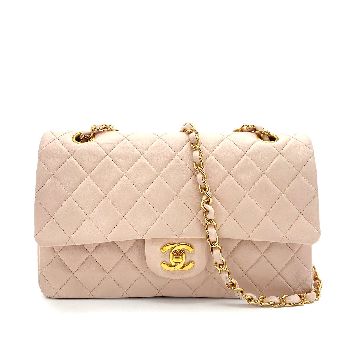 CHANEL CHANEL VINTAGE CLASSIC FLAP MEDIUM CHAIN SHOULDER LIGHT PINK LAMB SKIN 90255864