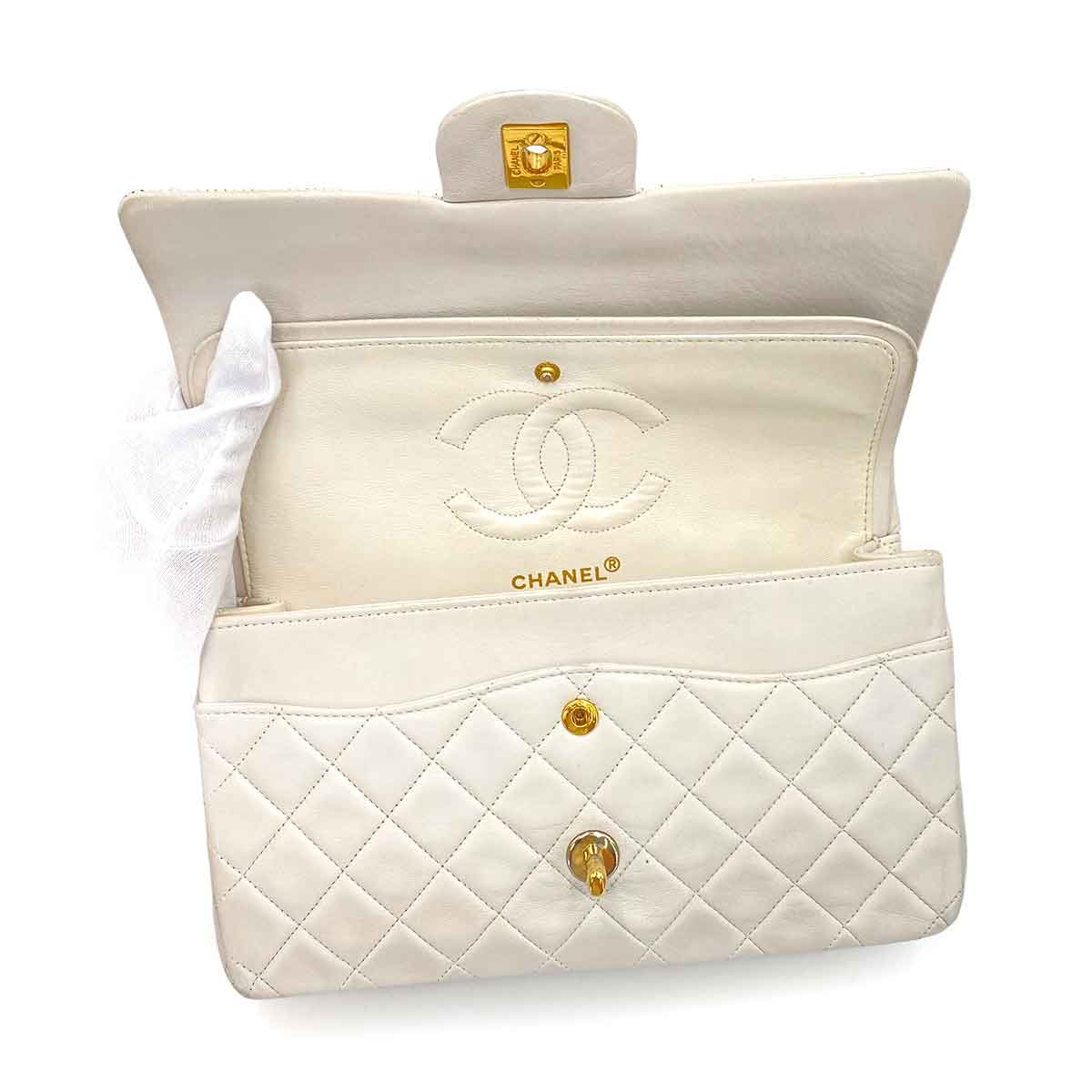 Chanel Chanel Vintage Classic Flap Medium White Lambskin GHW #1 90239100