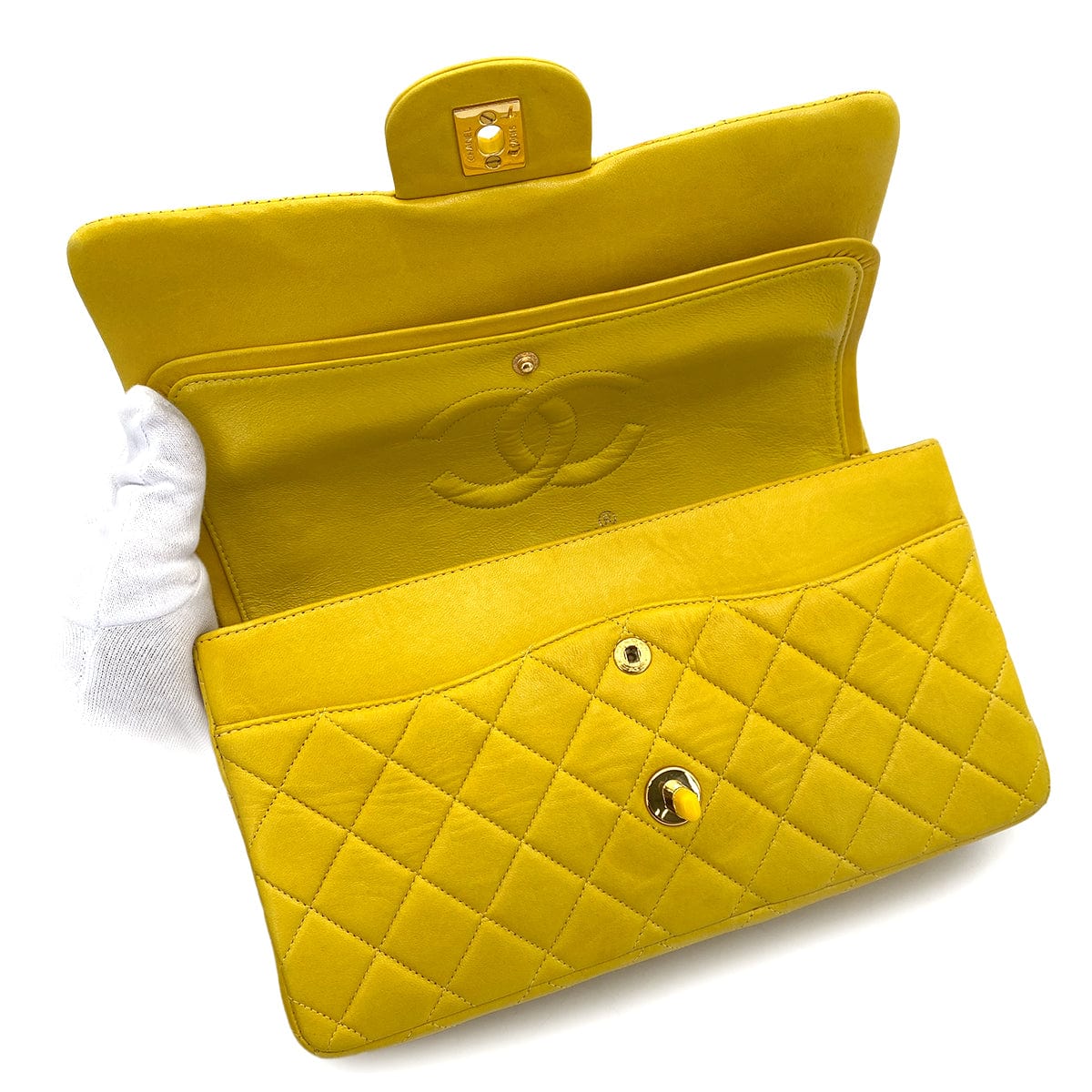 Chanel Chanel Vintage Classic Flap Medium Yellow Lambskin GHW #4 90252985