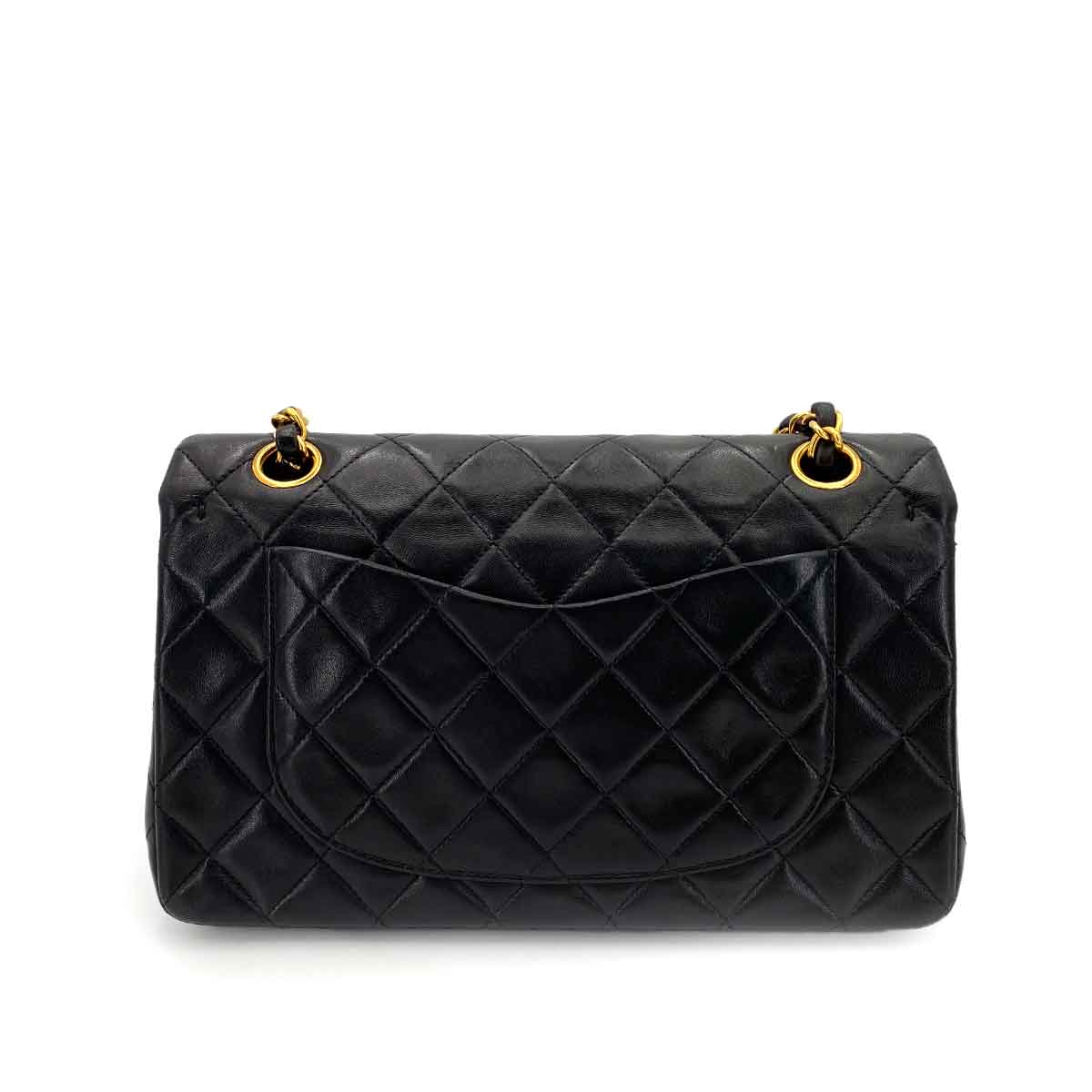 CHANEL CHANEL VINTAGE CLASSIC FLAP SMALL CHAIN SHOULDER BAG BLACK LAMB SKIN 90241700