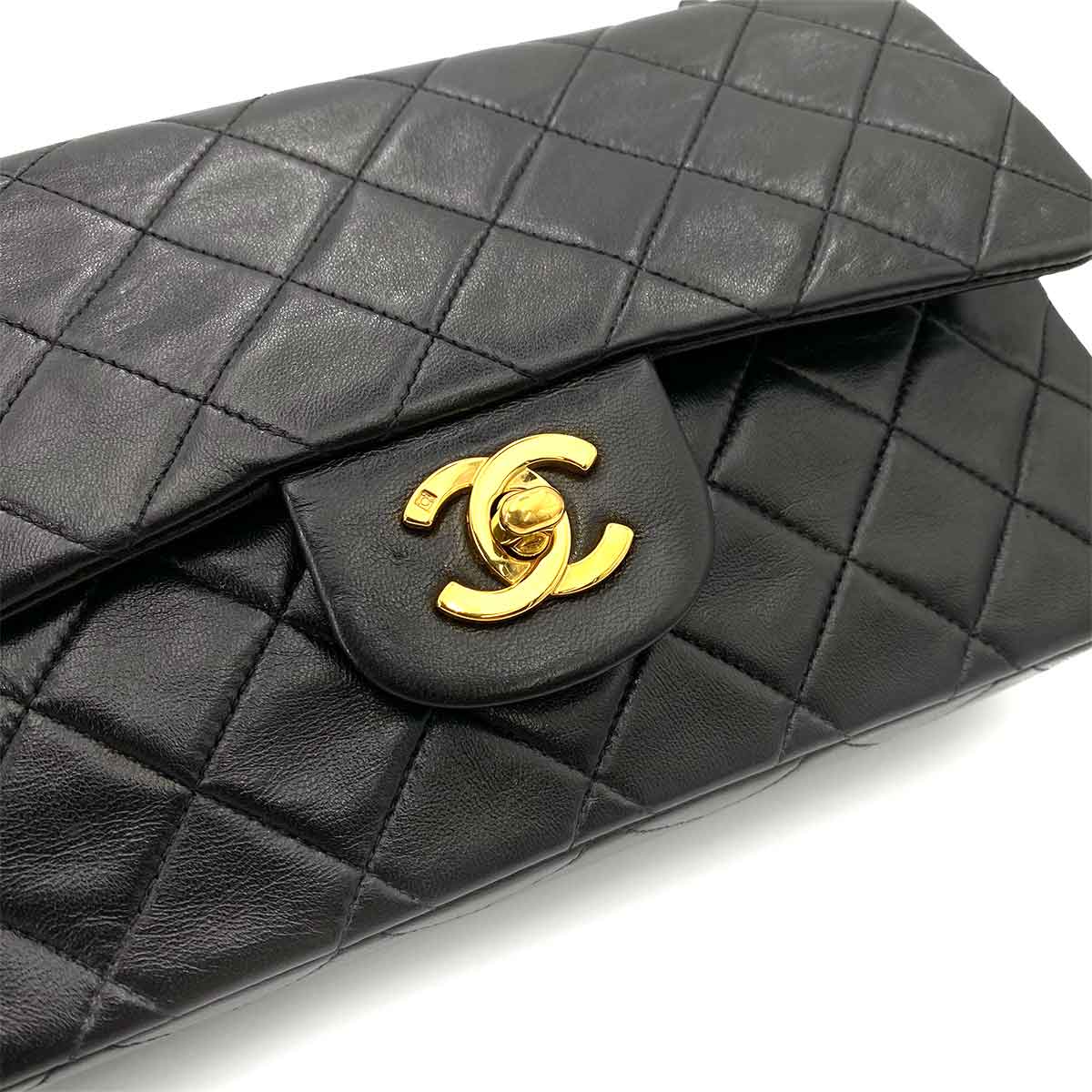 CHANEL CHANEL VINTAGE CLASSIC FLAP SMALL CHAIN SHOULDER BAG BLACK LAMB SKIN 90241700