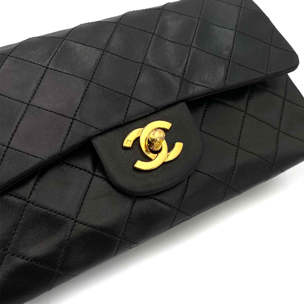 Chanel CHANEL VINTAGE CLASSIC FLAP SMALL CHAIN SHOULDER BAG BLACK LAMB SKIN 90243258