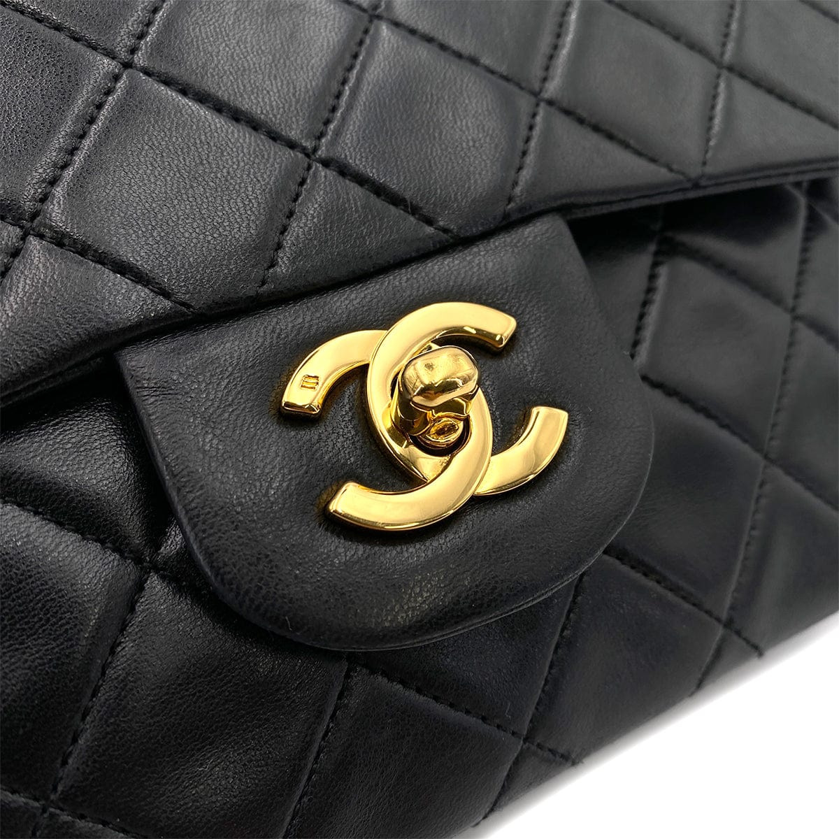 CHANEL CHANEL VINTAGE CLASSIC FLAP SMALL CHAIN SHOULDER BAG BLACK LAMB SKIN 90243555