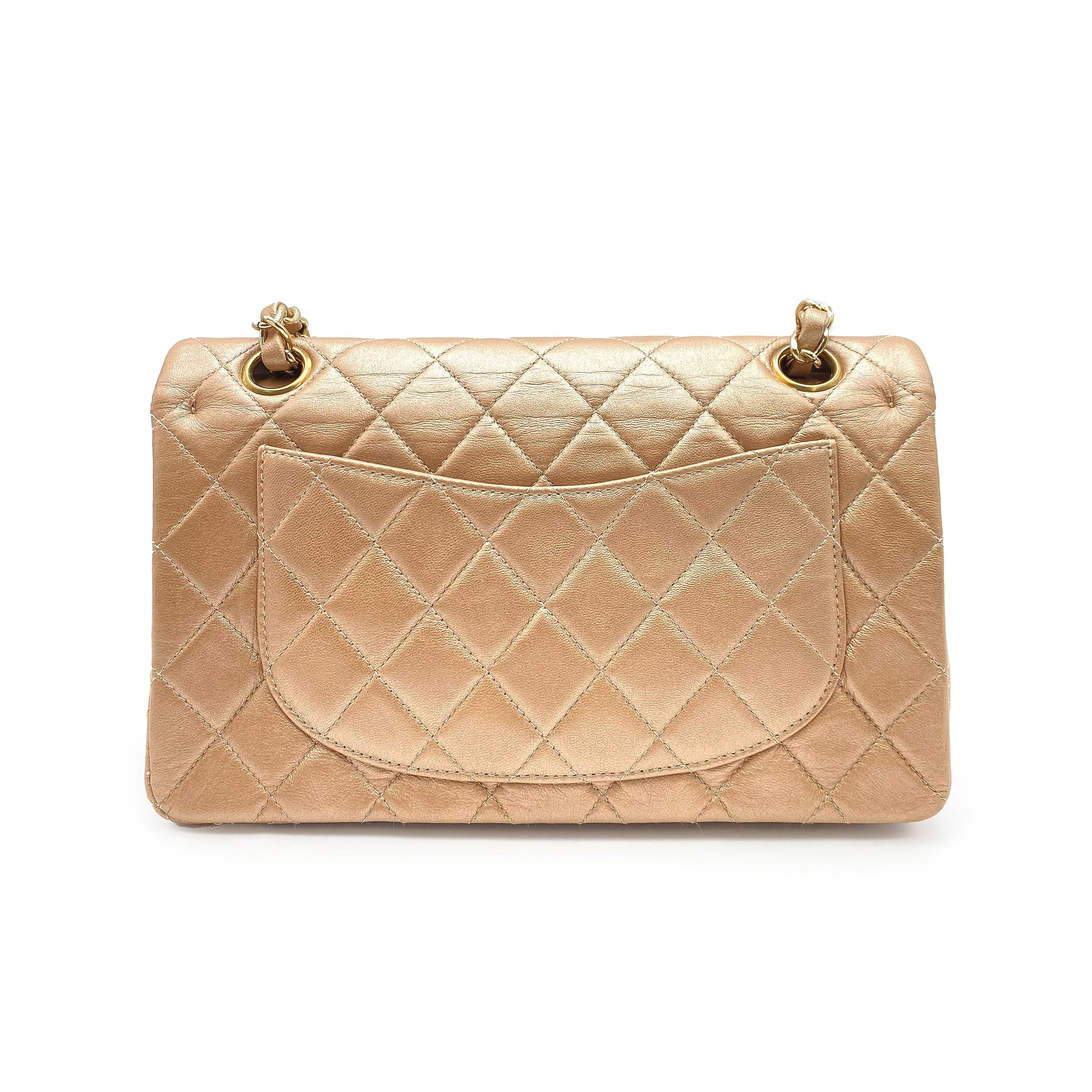 Chanel Chanel Vintage Classic Flap Small Champagne Rose Gold Lambskin GHW #7