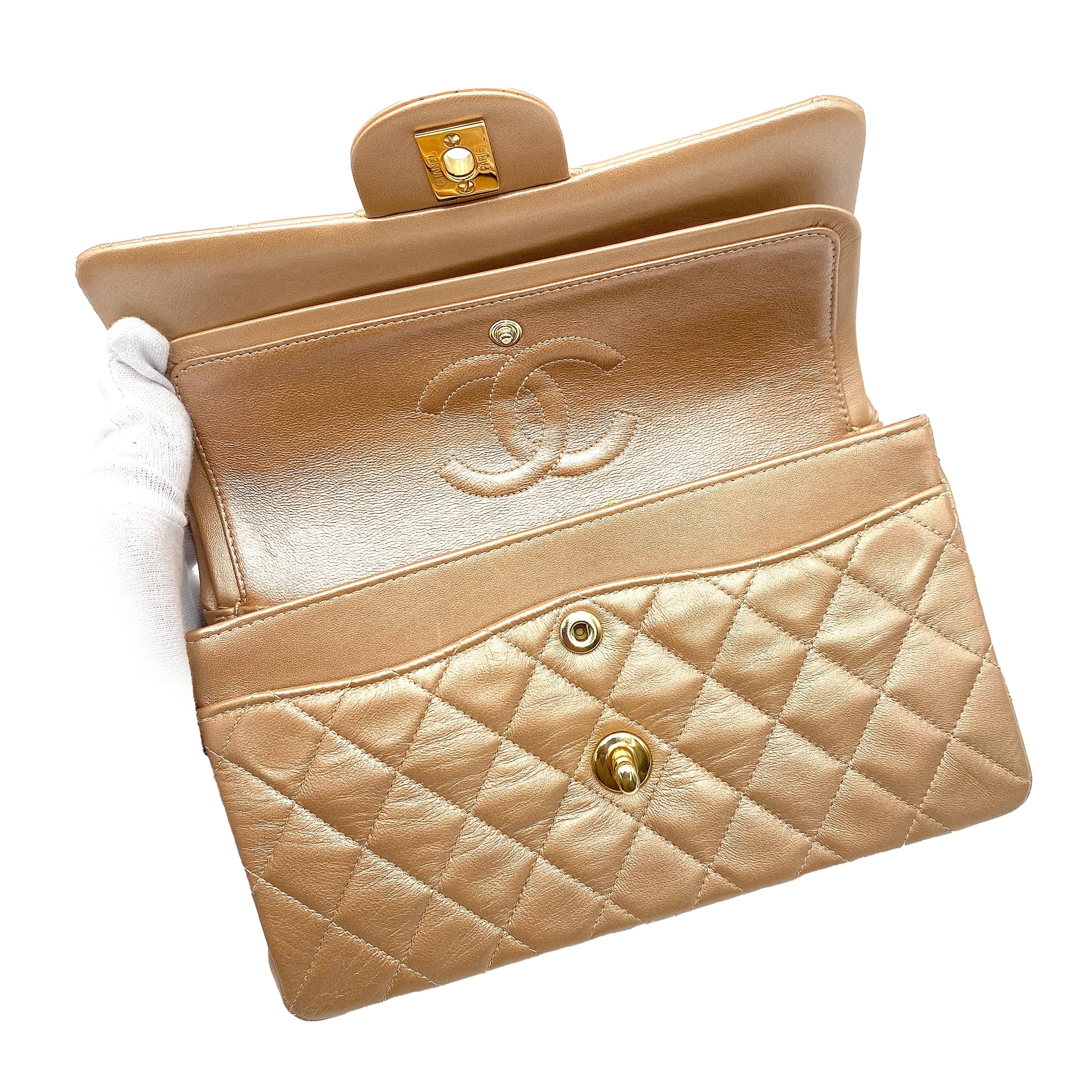 Chanel Chanel Vintage Classic Flap Small Champagne Rose Gold Lambskin GHW #7