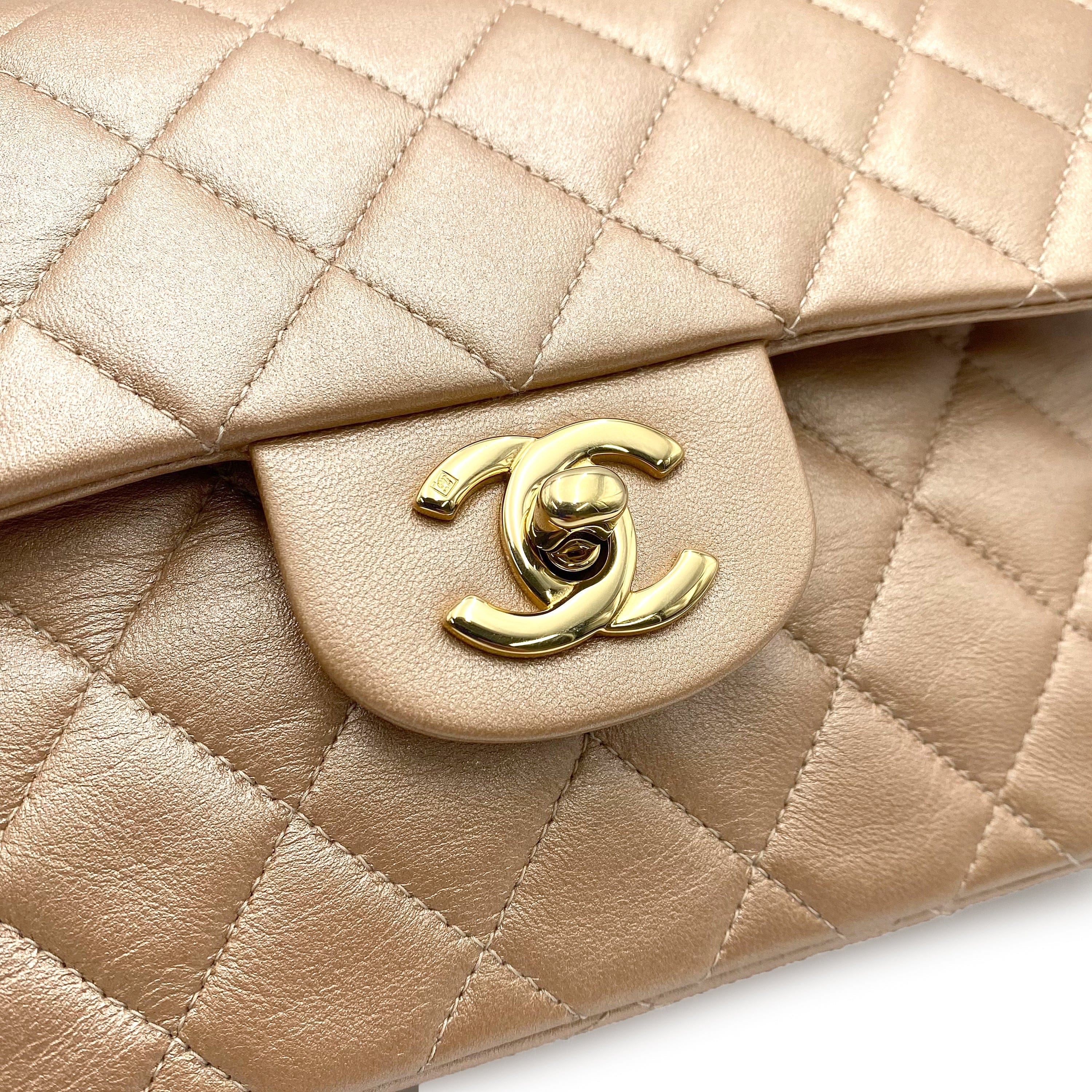 Chanel Chanel Vintage Classic Flap Small Champagne Rose Gold Lambskin GHW #7