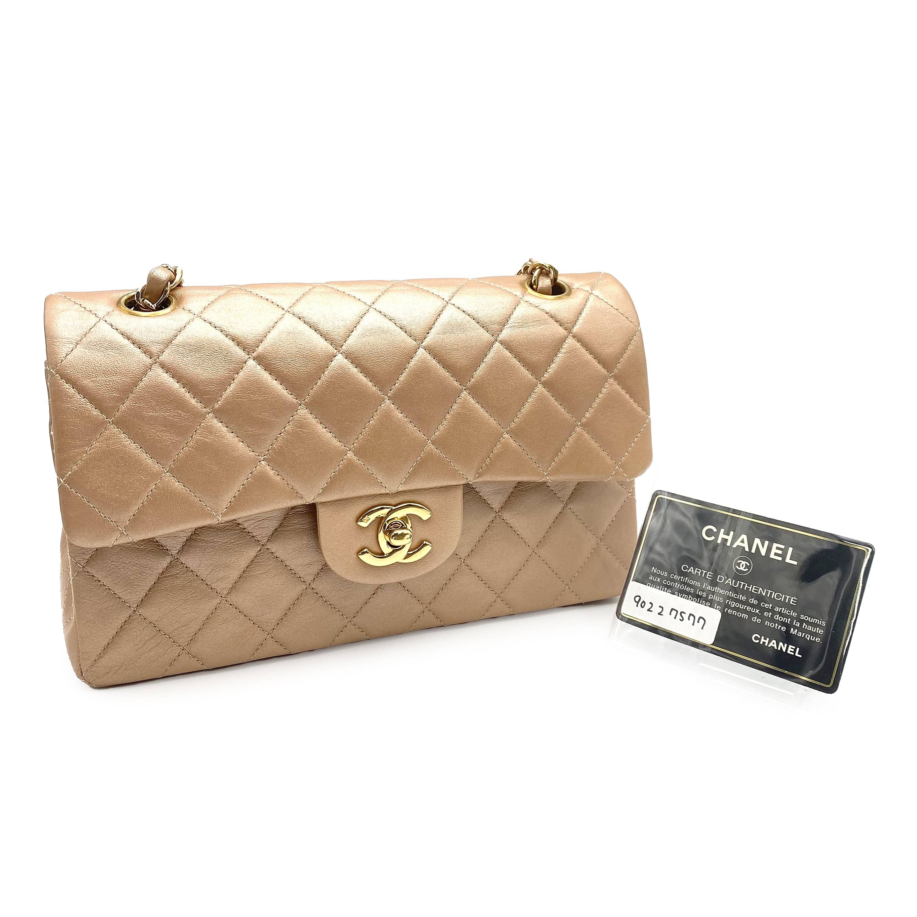 Chanel Chanel Vintage Classic Flap Small Champagne Rose Gold Lambskin GHW #7