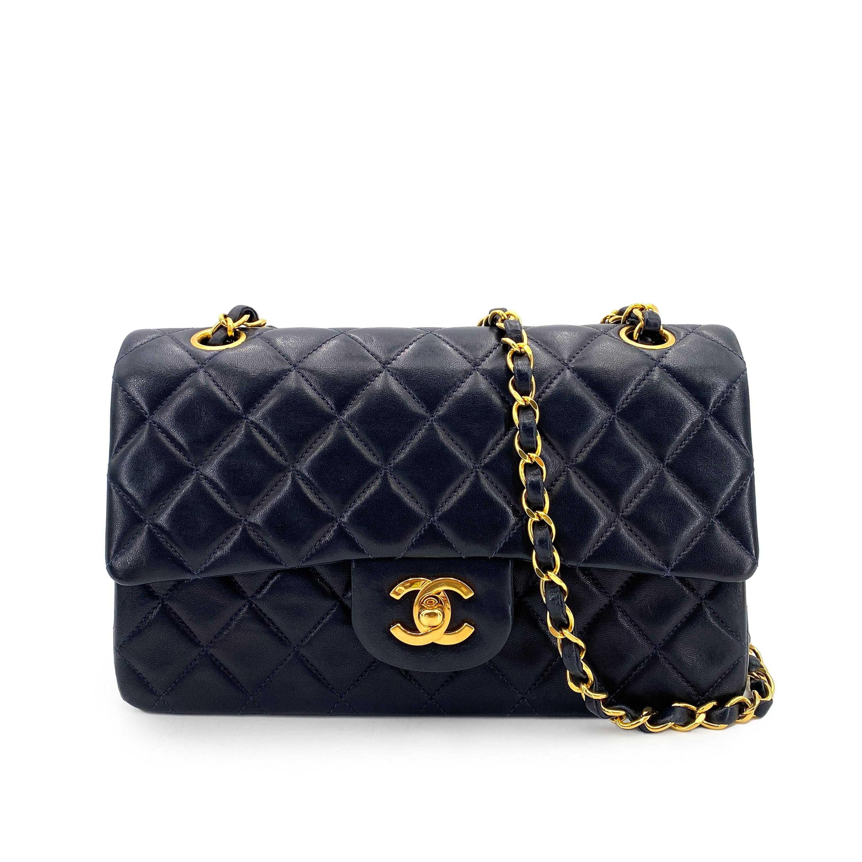 CHANEL Chanel Vintage Classic Flap Small Navy Lambskin GHW #2 90246915