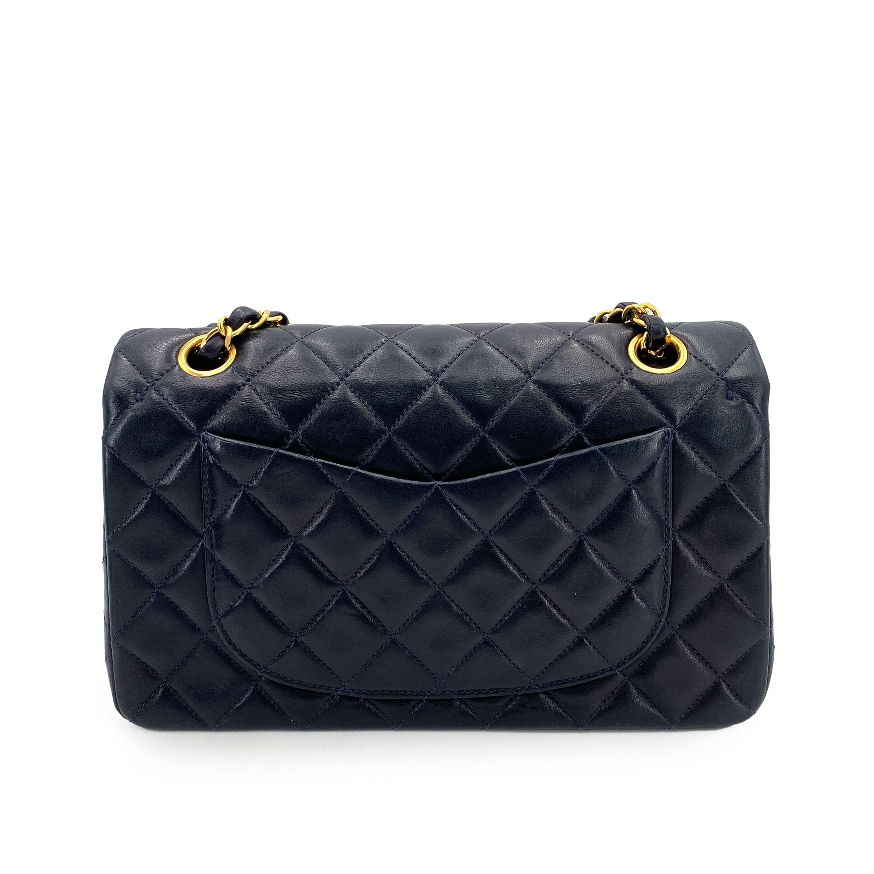 CHANEL Chanel Vintage Classic Flap Small Navy Lambskin GHW #2 90246915