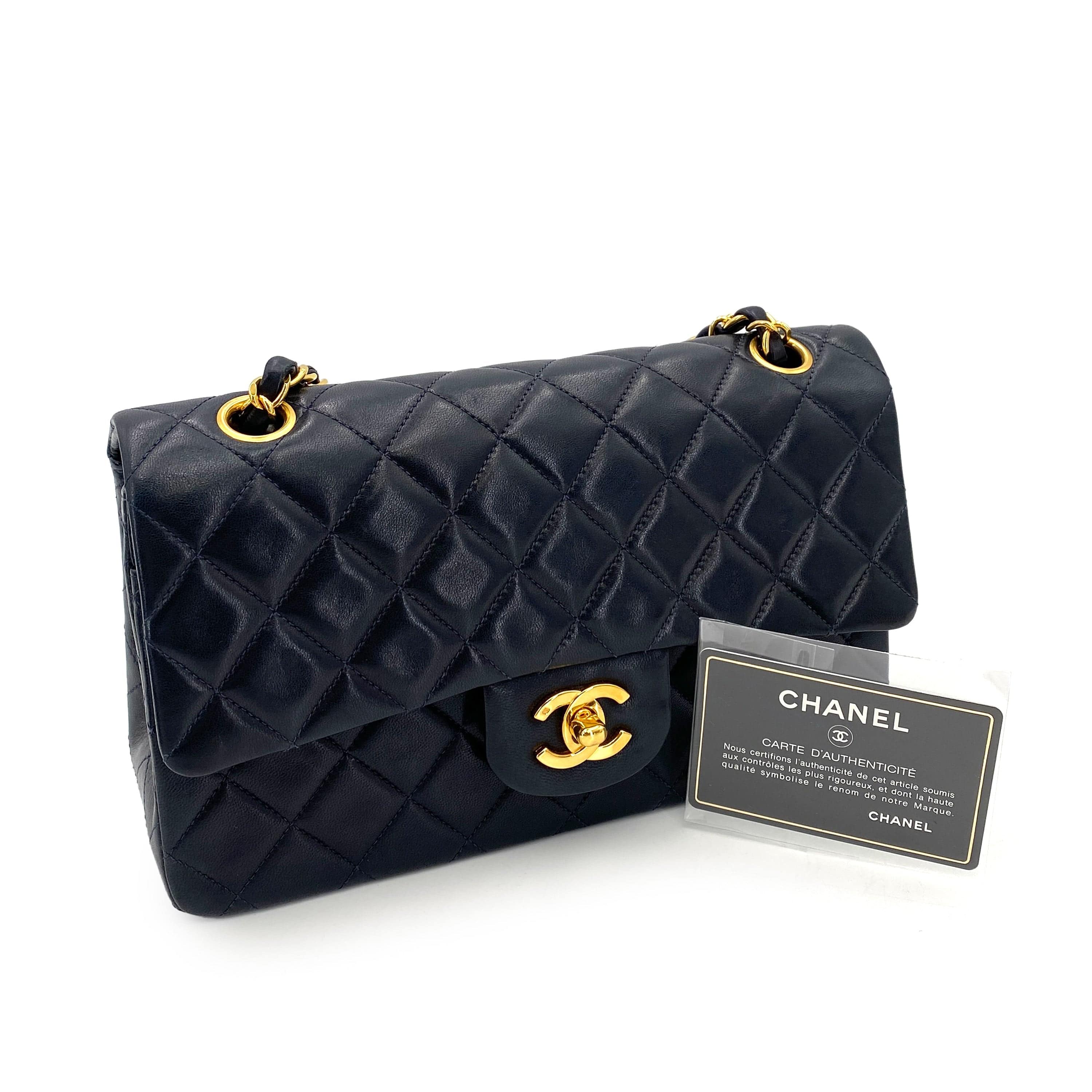 CHANEL Chanel Vintage Classic Flap Small Navy Lambskin GHW #2 90246915