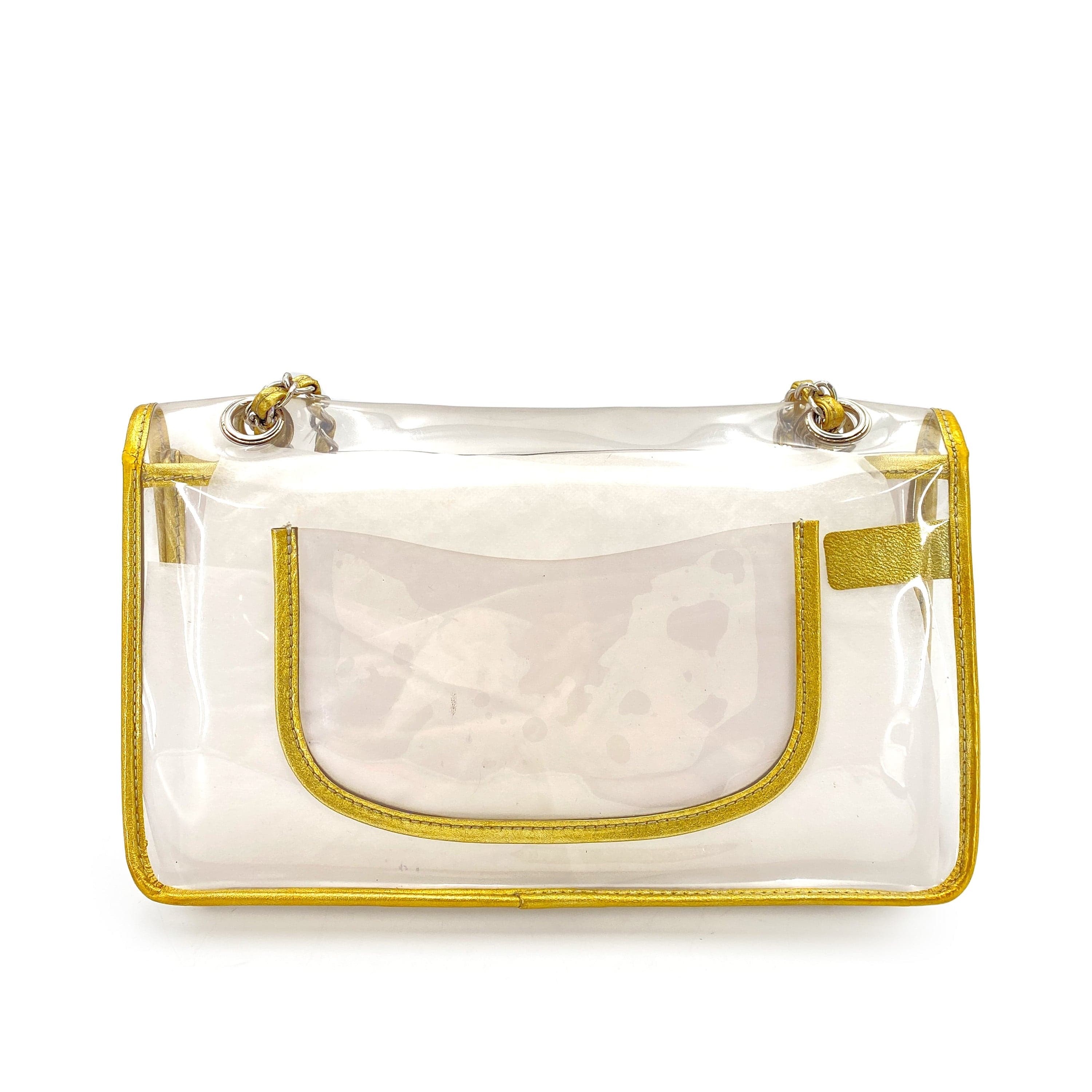 CHANEL CHANEL VINTAGE CLEAR SHOULDER BAG GOLD VINYL LEATHER 90247189