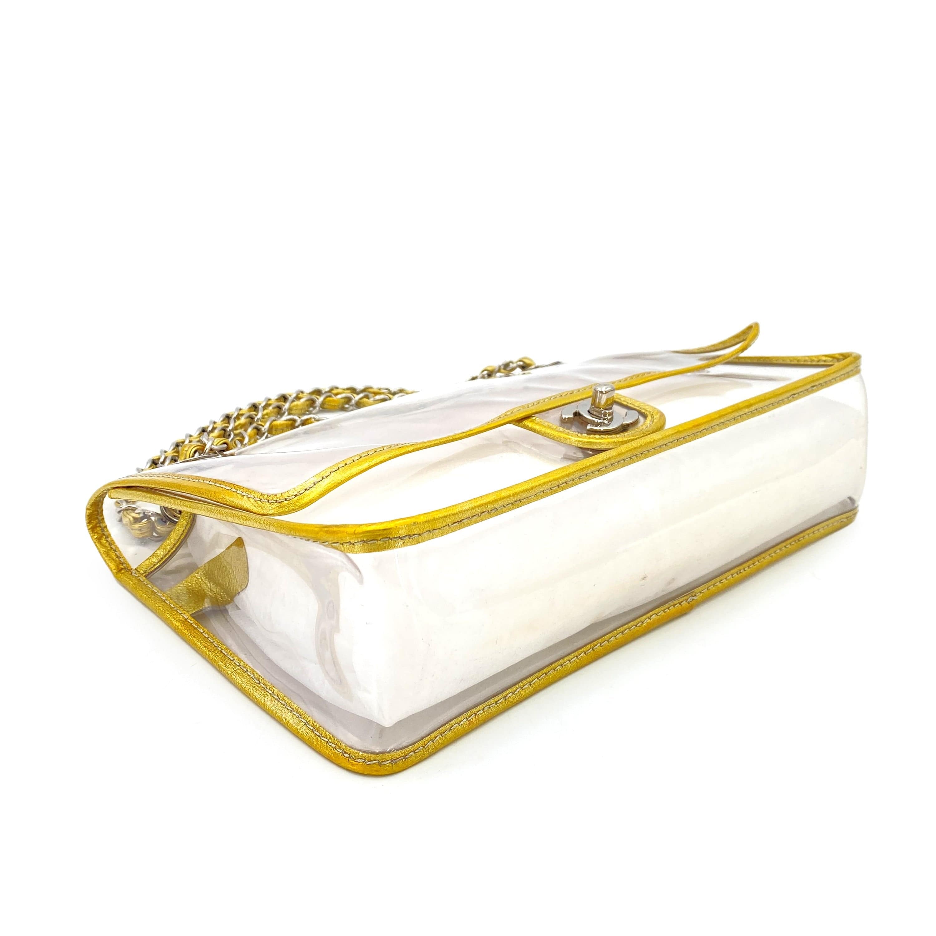 CHANEL CHANEL VINTAGE CLEAR SHOULDER BAG GOLD VINYL LEATHER 90247189