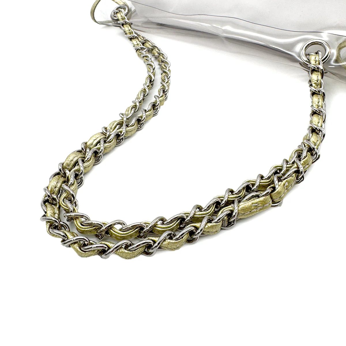 CHANEL CHANEL VINTAGE CLEAR SHOULDER BAG GOLD VINYL LEATHER 90282741