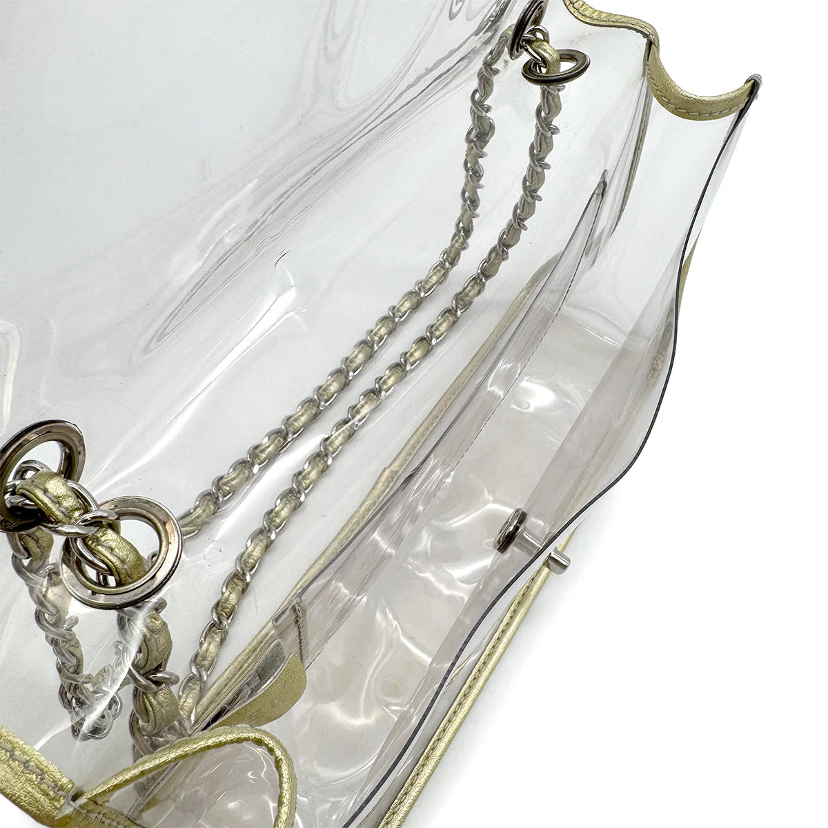 CHANEL CHANEL VINTAGE CLEAR SHOULDER BAG GOLD VINYL LEATHER 90282741