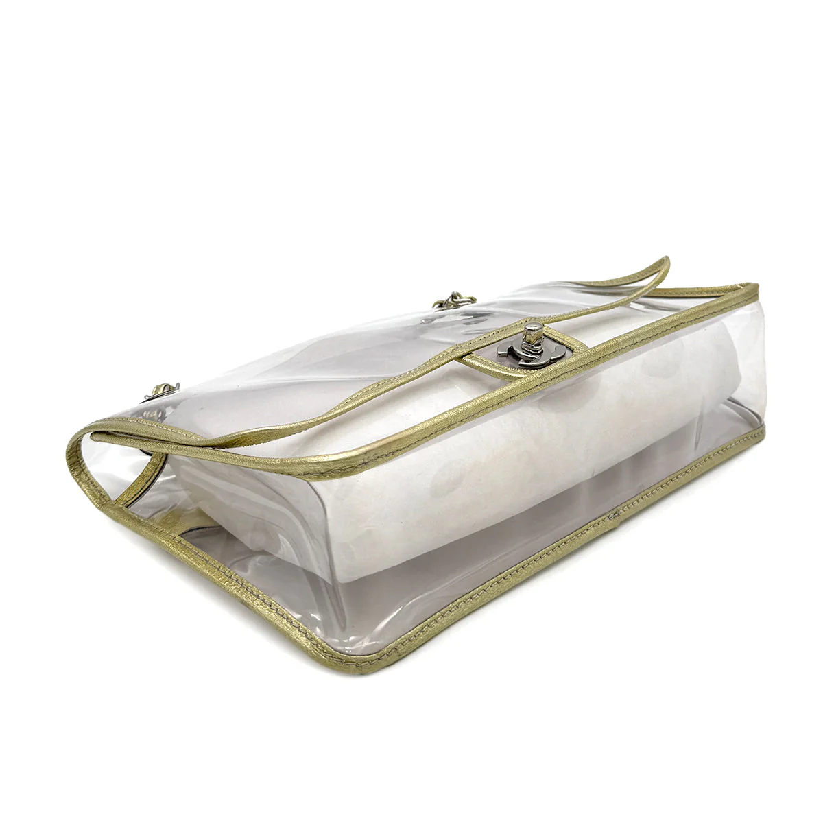 CHANEL CHANEL VINTAGE CLEAR SHOULDER BAG GOLD VINYL LEATHER 90282741