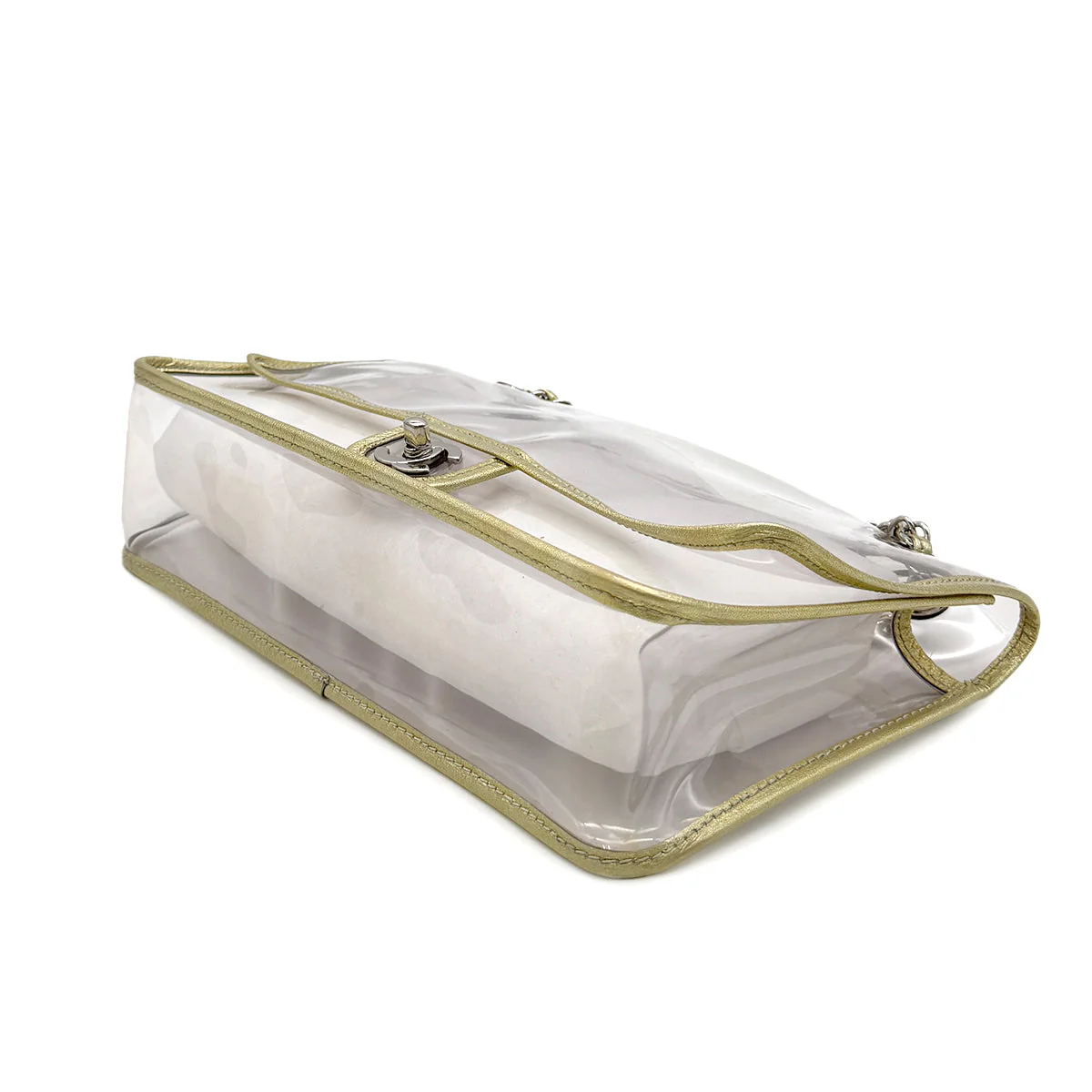 CHANEL CHANEL VINTAGE CLEAR SHOULDER BAG GOLD VINYL LEATHER 90282741