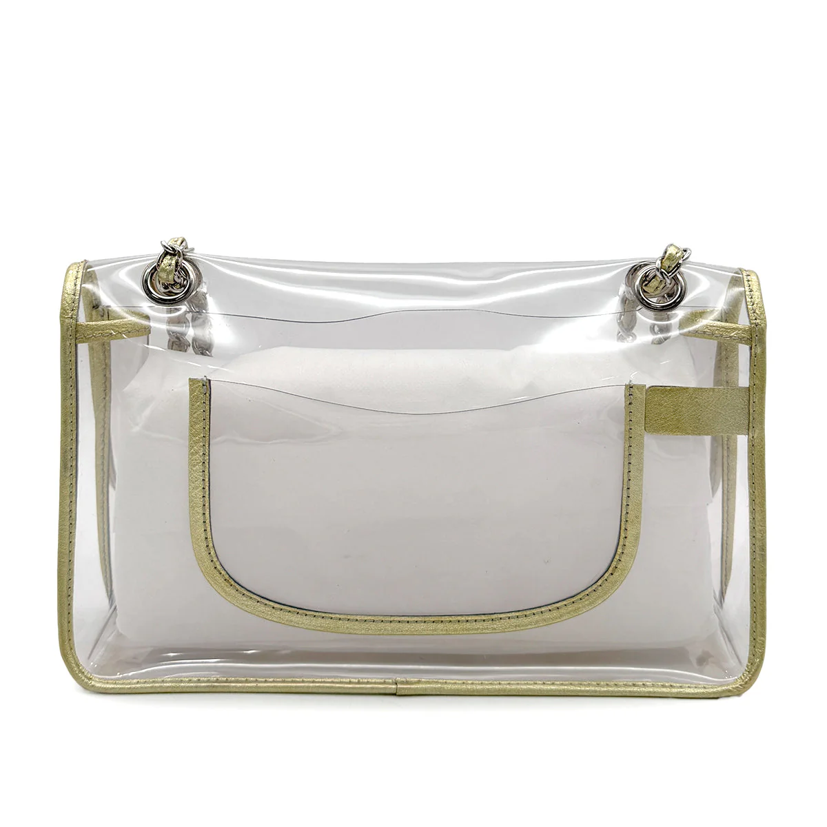 CHANEL CHANEL VINTAGE CLEAR SHOULDER BAG GOLD VINYL LEATHER 90282741