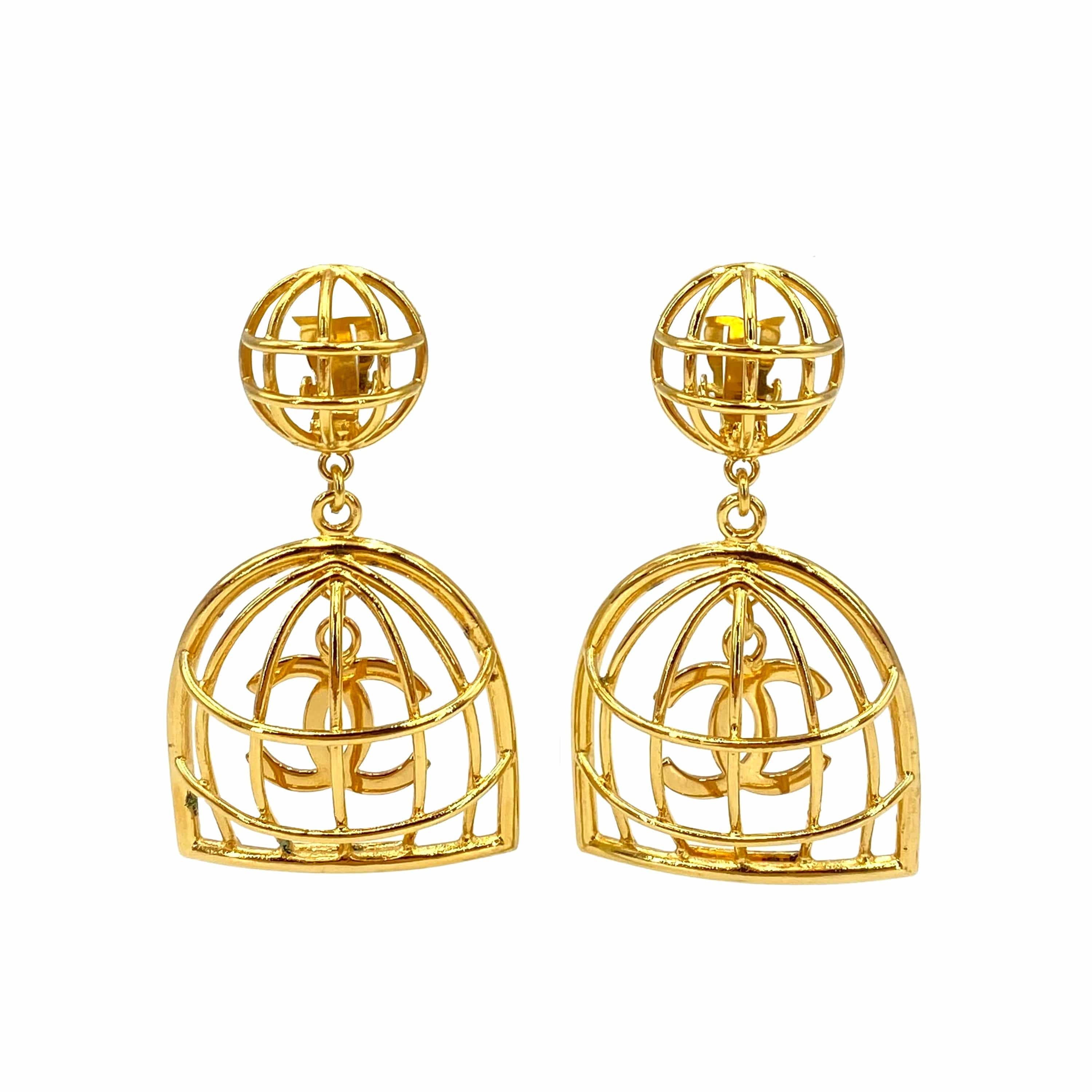 Chanel Chanel Vintage Clip-On Earrings Birdcage CC 93A 90239868