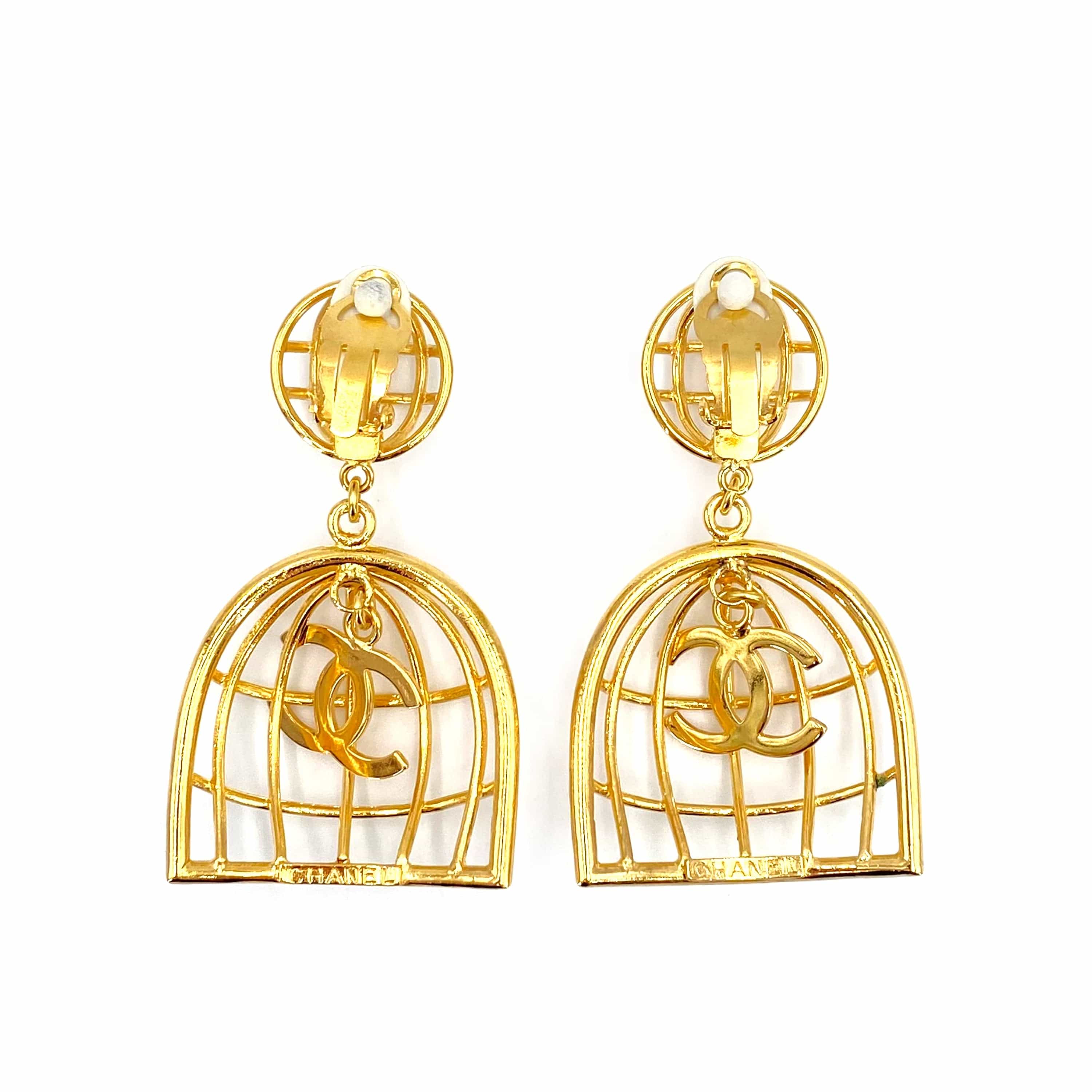 Chanel Chanel Vintage Clip-On Earrings Birdcage CC 93A 90239868