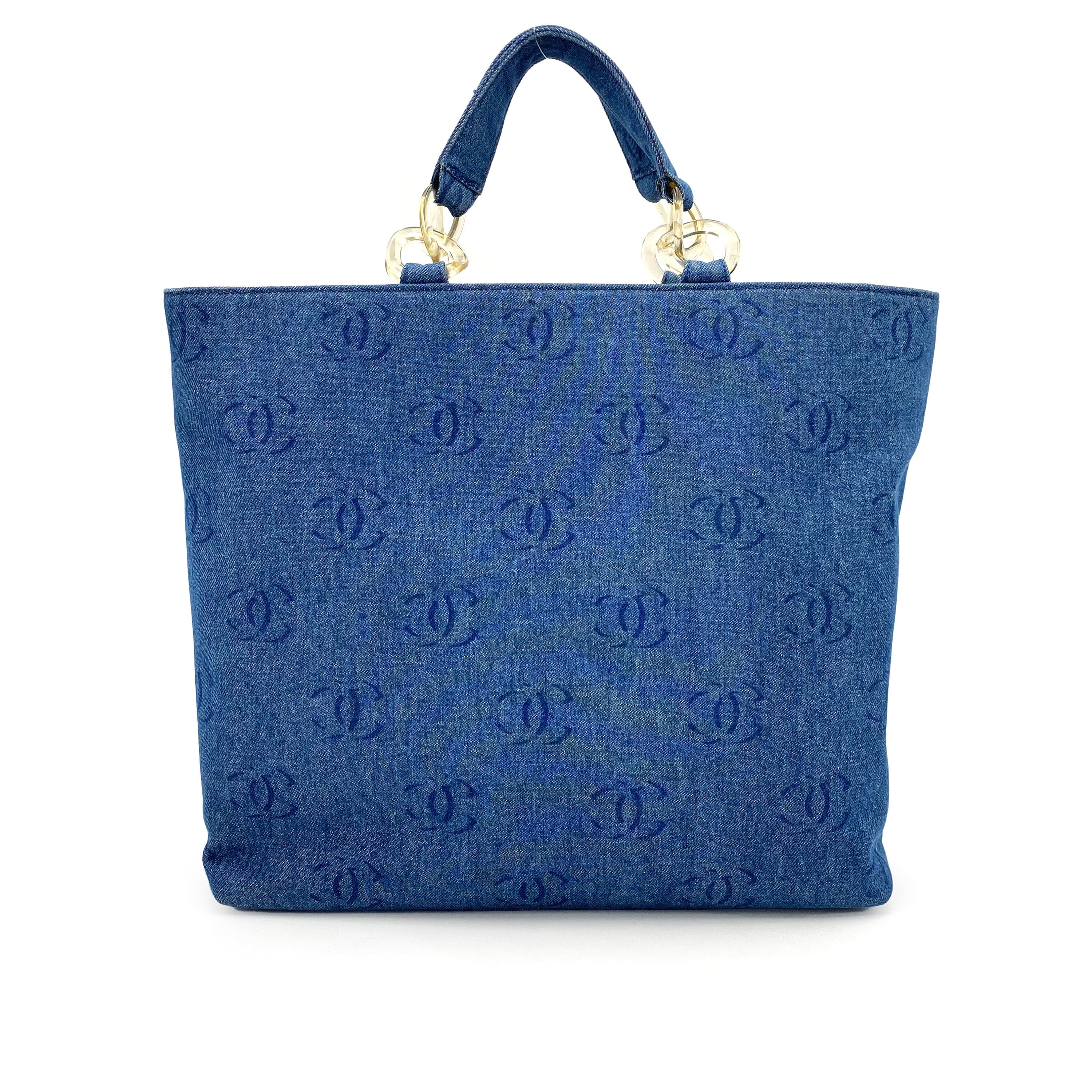 Chanel Chanel Vintage Cocomark Blue Denim / Clear Acrylic Tote #7 90241716