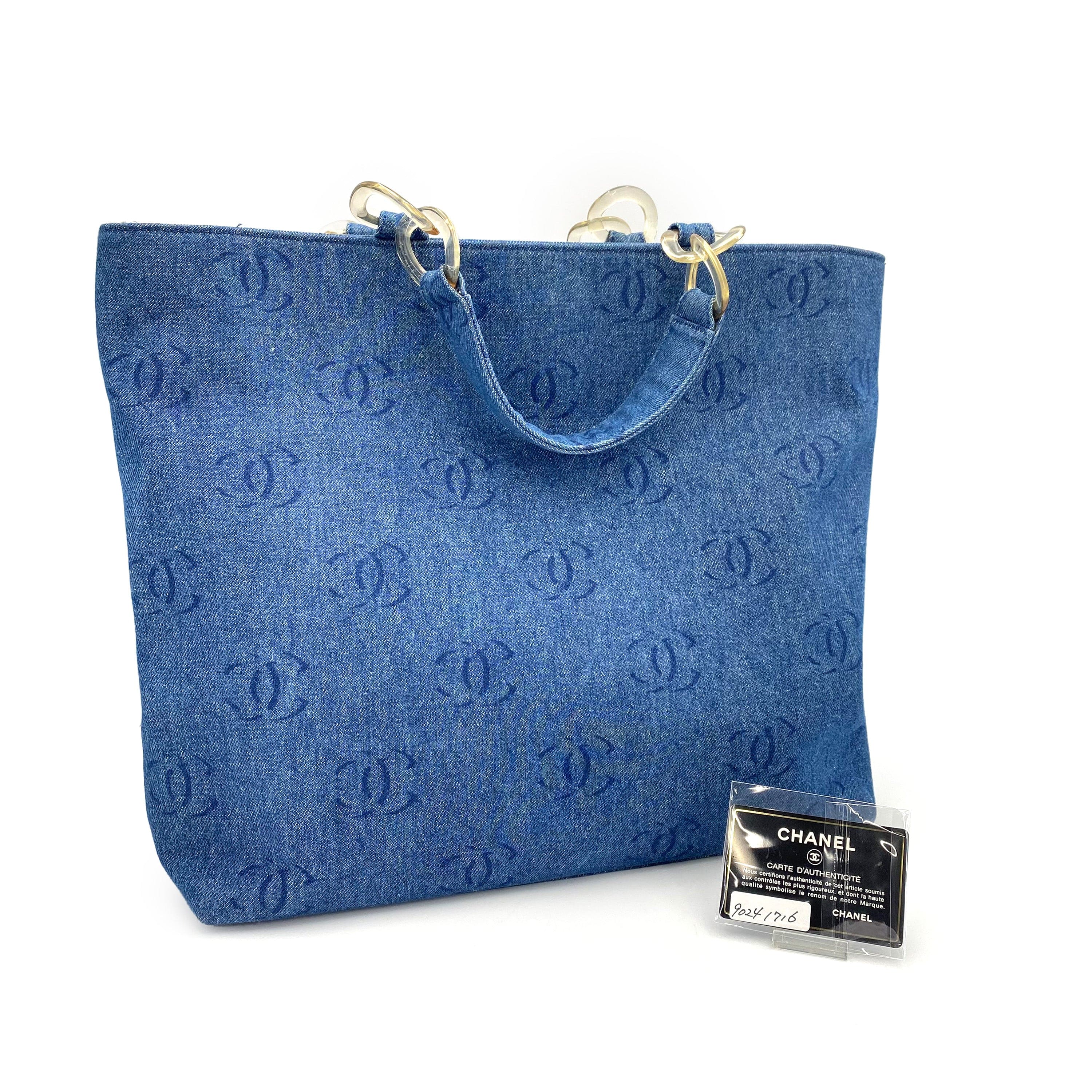 Chanel Chanel Vintage Cocomark Blue Denim / Clear Acrylic Tote #7 90241716