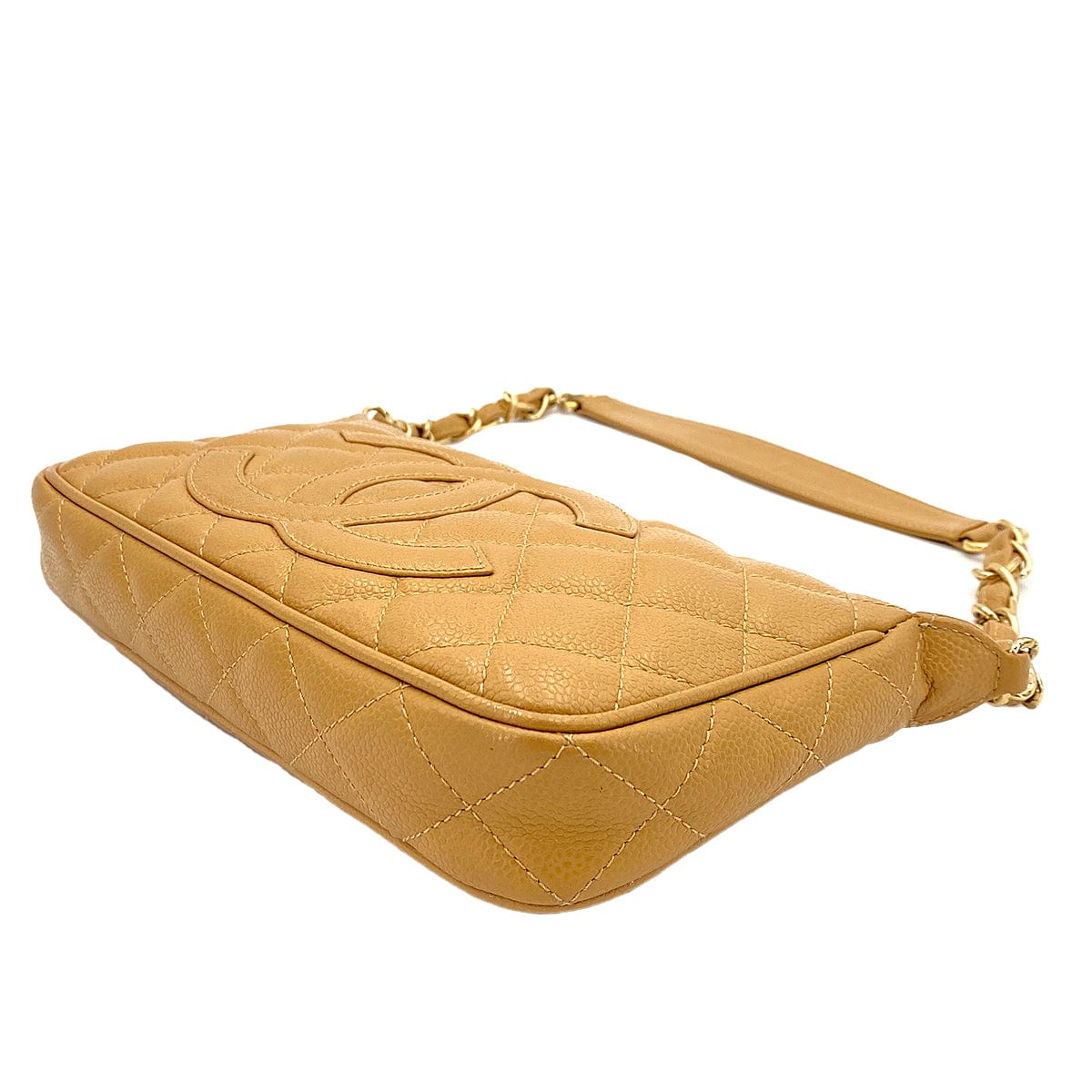 chanel CHANEL VINTAGE COCOMARK MATELASSE CHAIN SHOULDER BAG BEIGE CAVIR SKIN 90247085