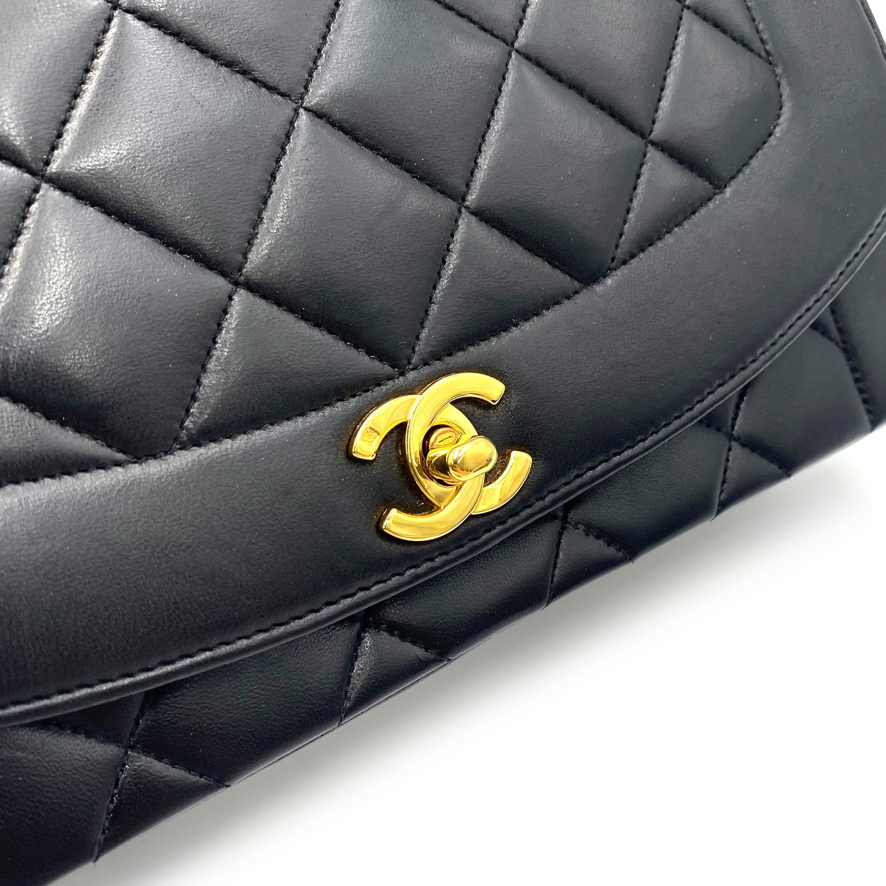 Chanel Chanel Vintage Diana Medium Black Lambskin GHW #3 90238803