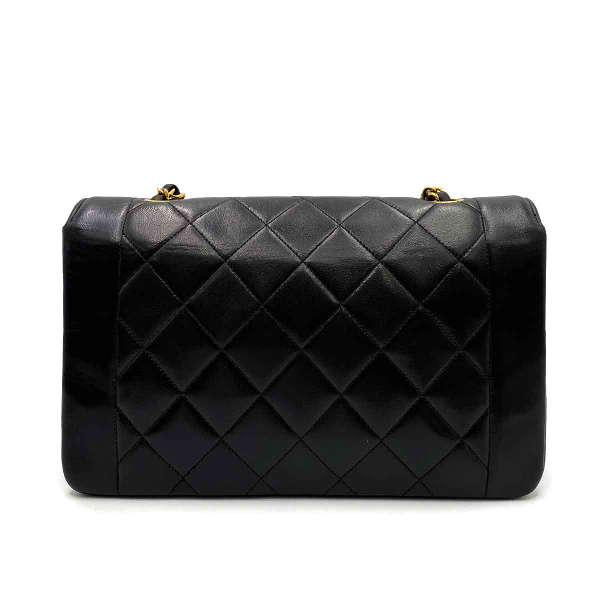 Chanel CHANEL VINTAGE DIANA MEDIUM CHAIN SHOULDER BAG BLACK LAMB SKIN 90227491